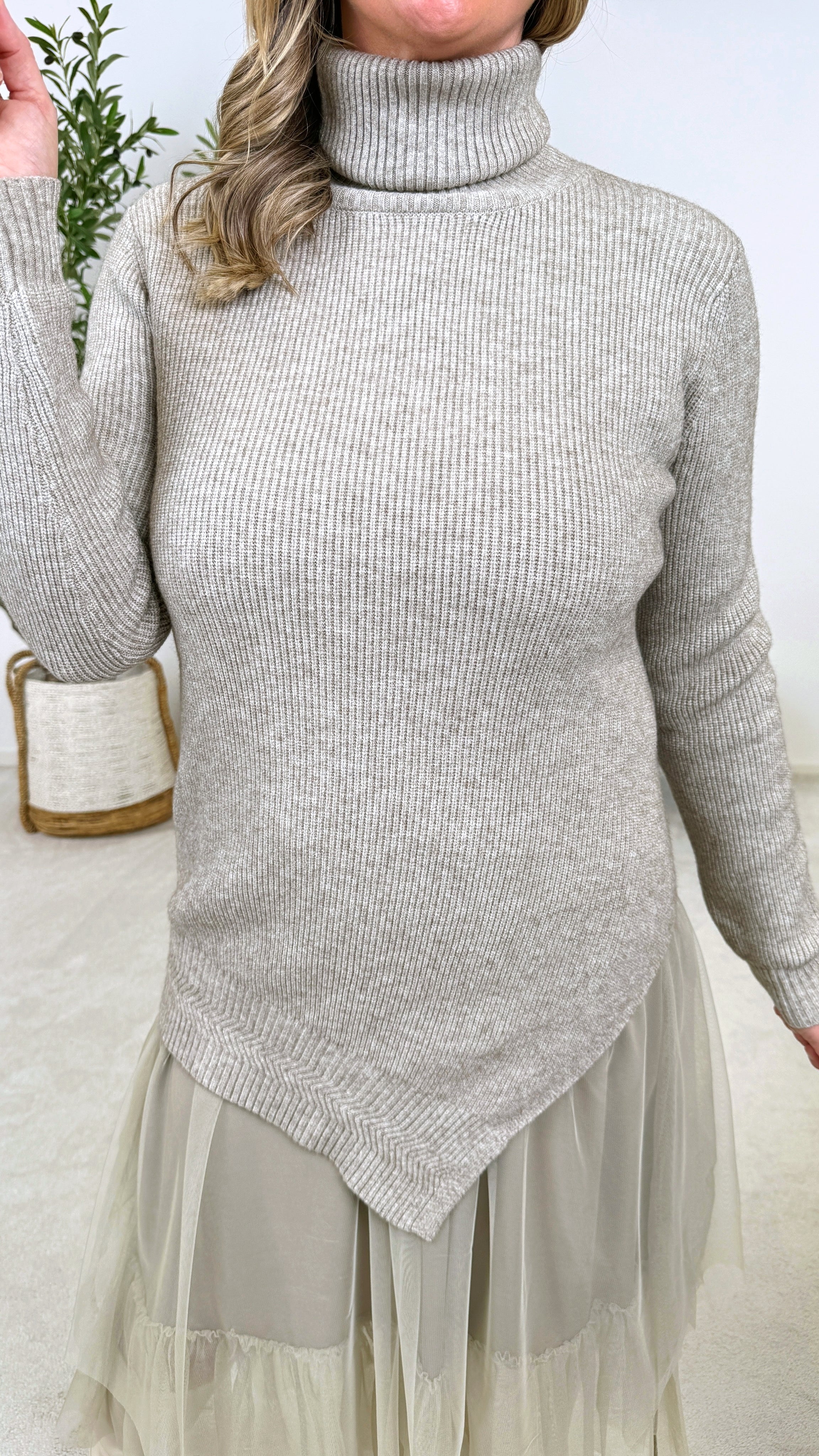 Rollkragenpullover Pumpkin Touch *Taupe* US-3210