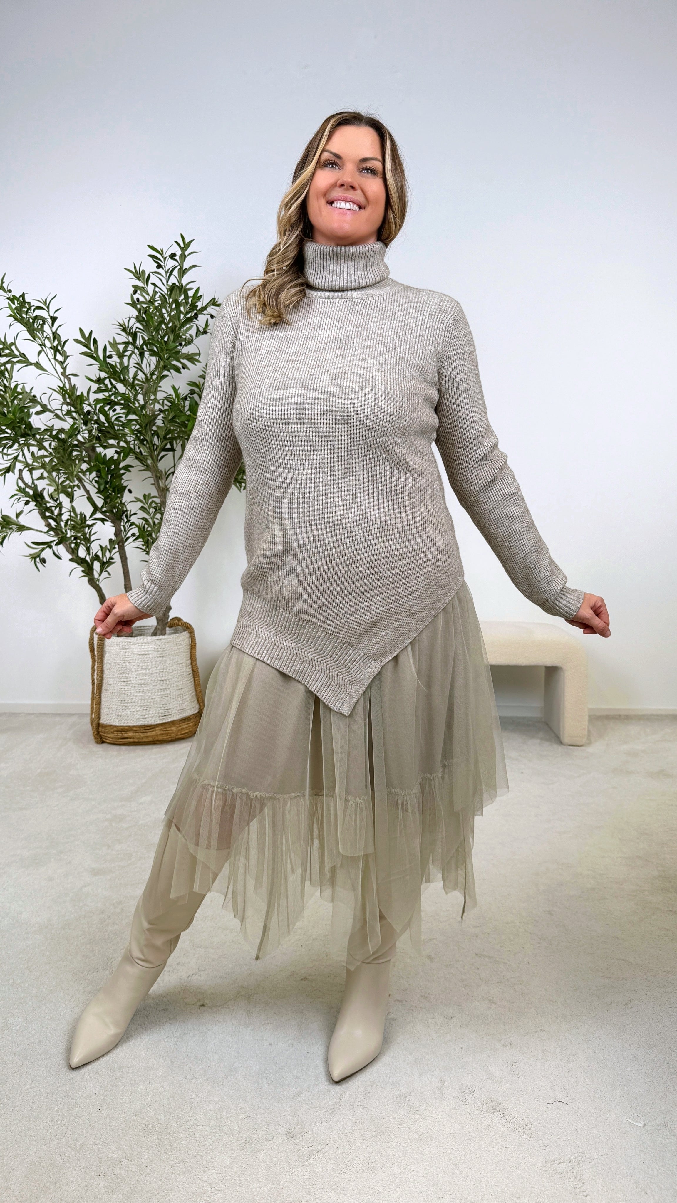 Rollkragenpullover Pumpkin Touch *Taupe* US-3210