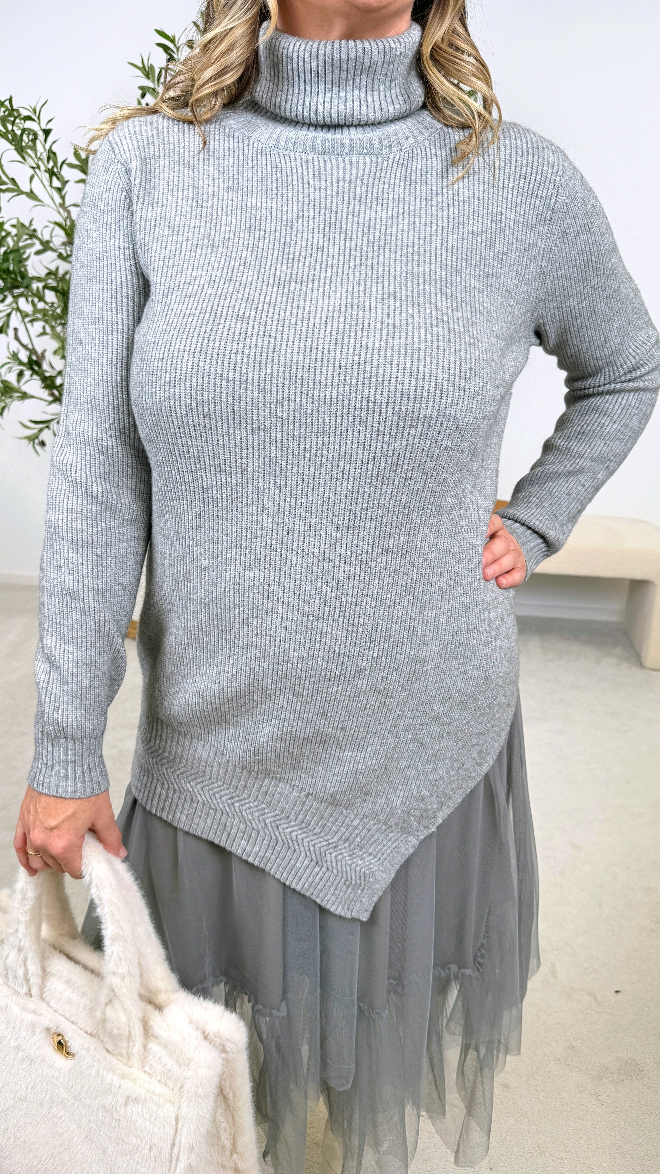 Rollkragenpullover Pumpkin Touch *Grau* US-3210