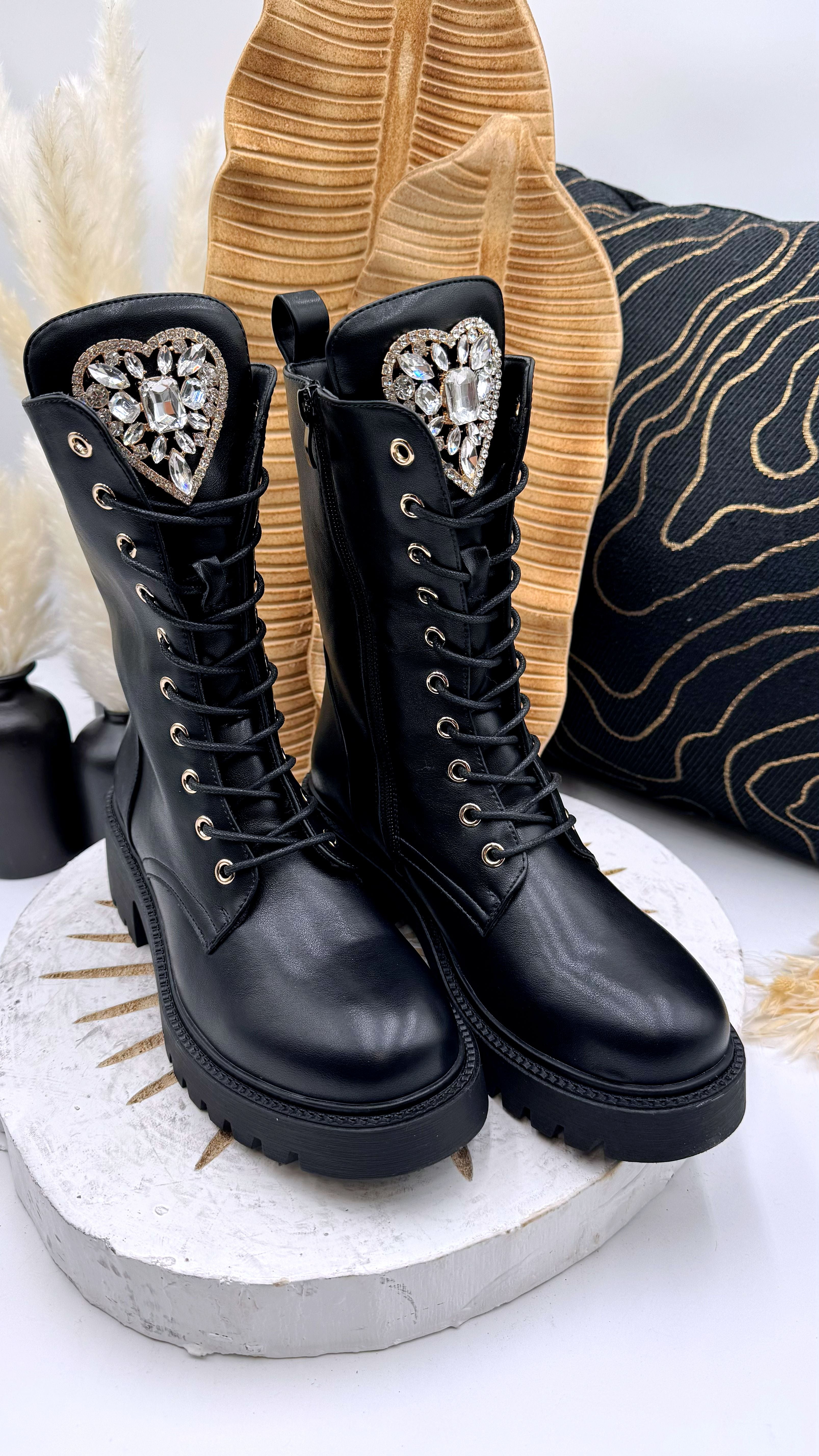 Boots Big Glitter Heart *Schwarz*