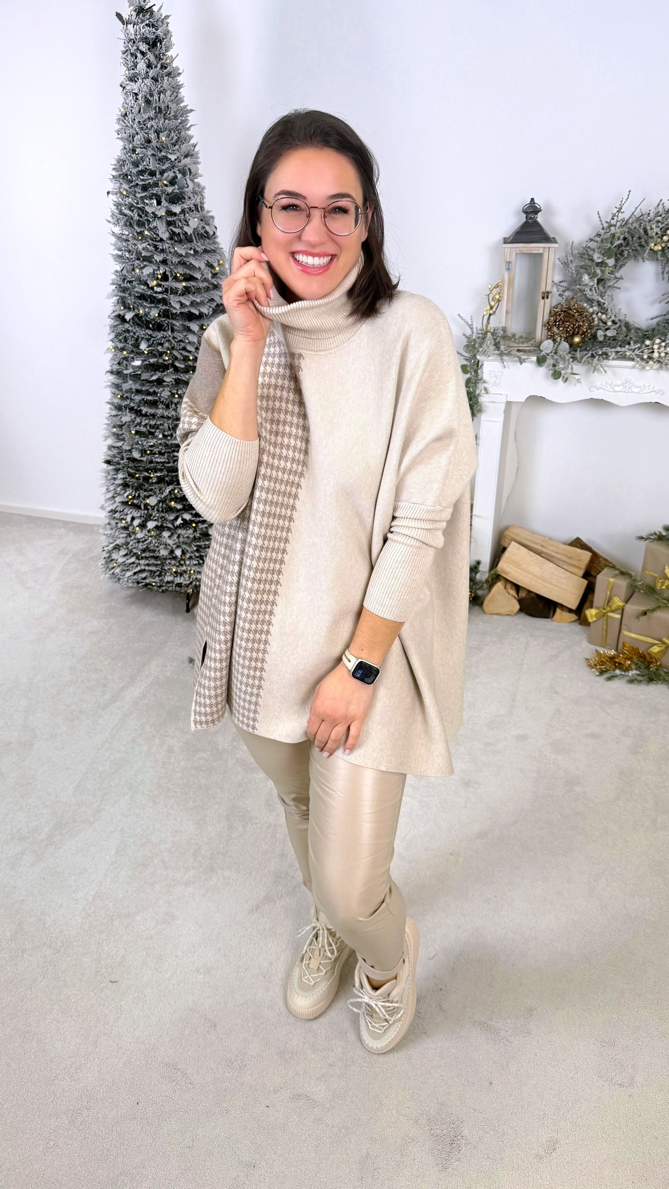 Rollkragenpullover Caprice *Creme/Taupe*