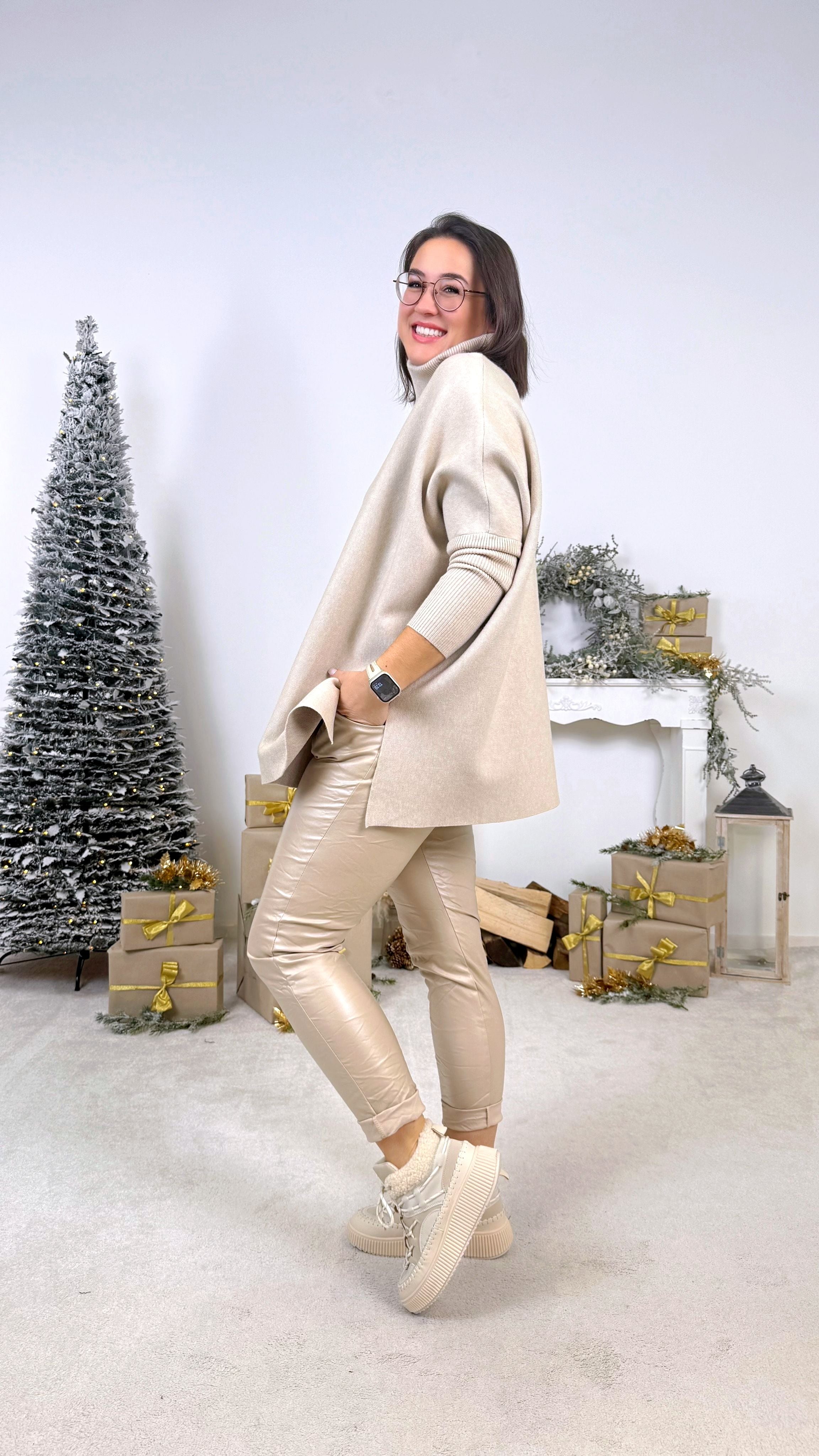 Rollkragenpullover Caprice *Creme/Taupe*