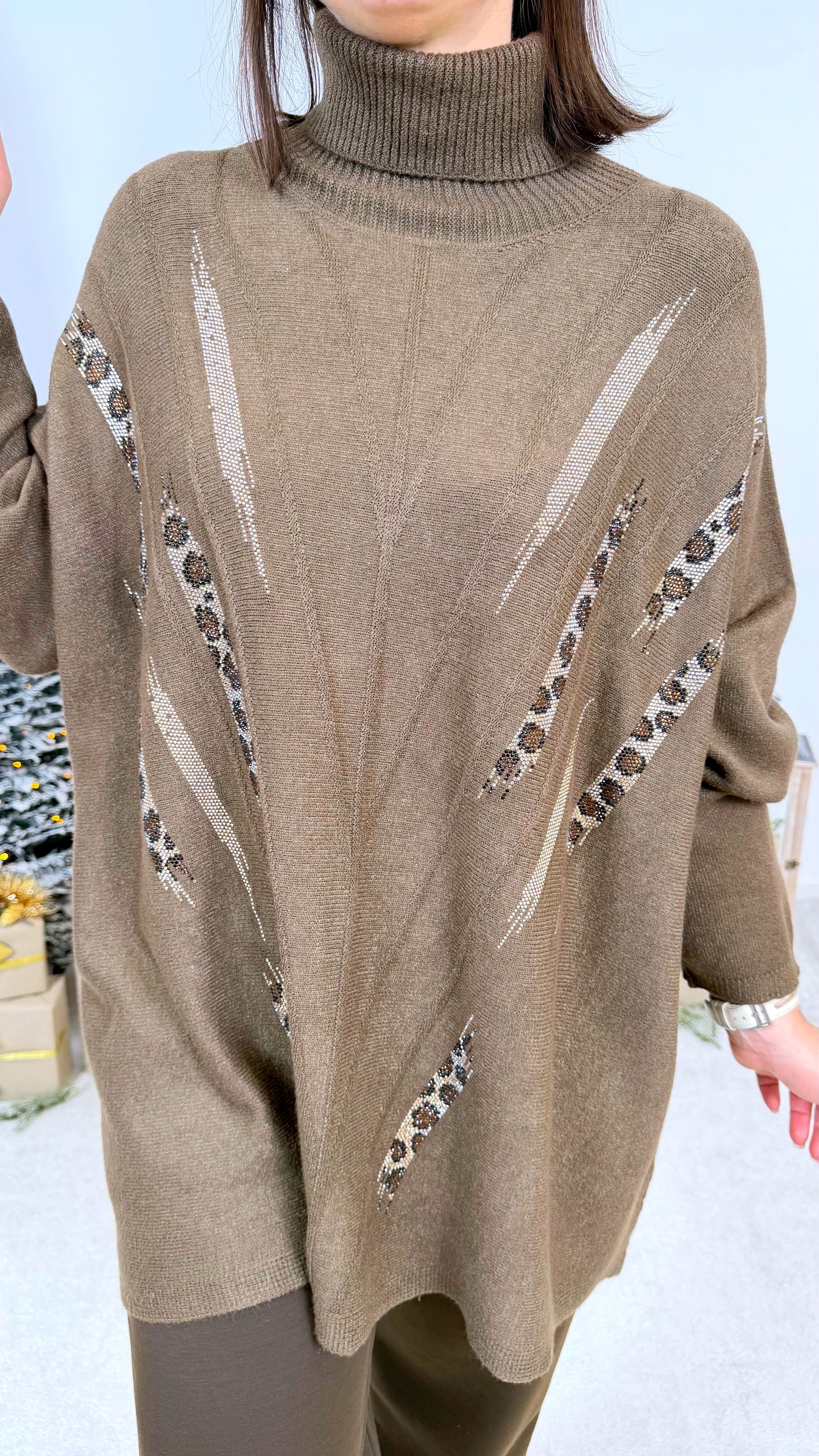 Rollkragen-Pullover Wild Spark *Schoko*