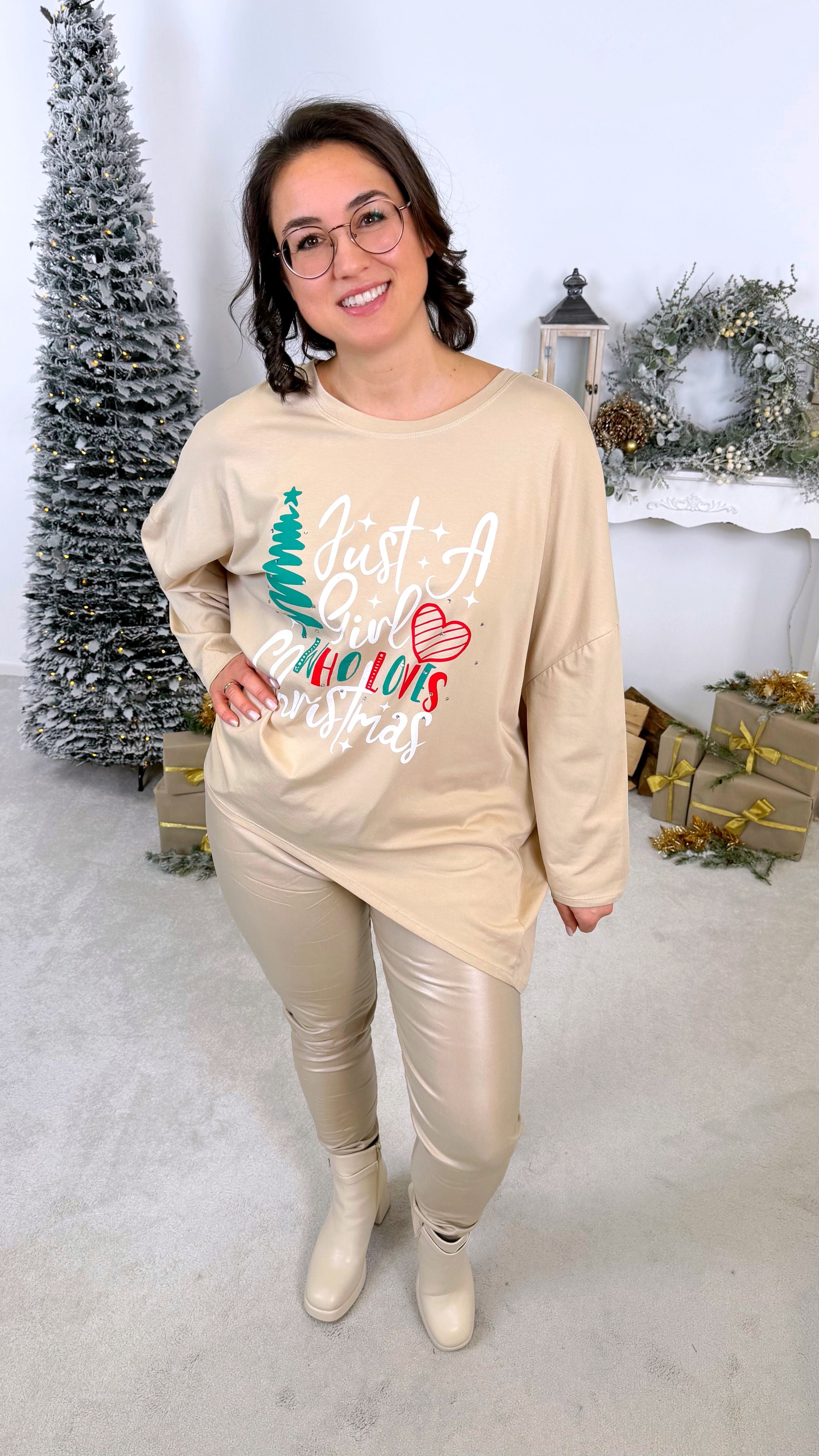 Langarmshirt Just a Girl *Beige*