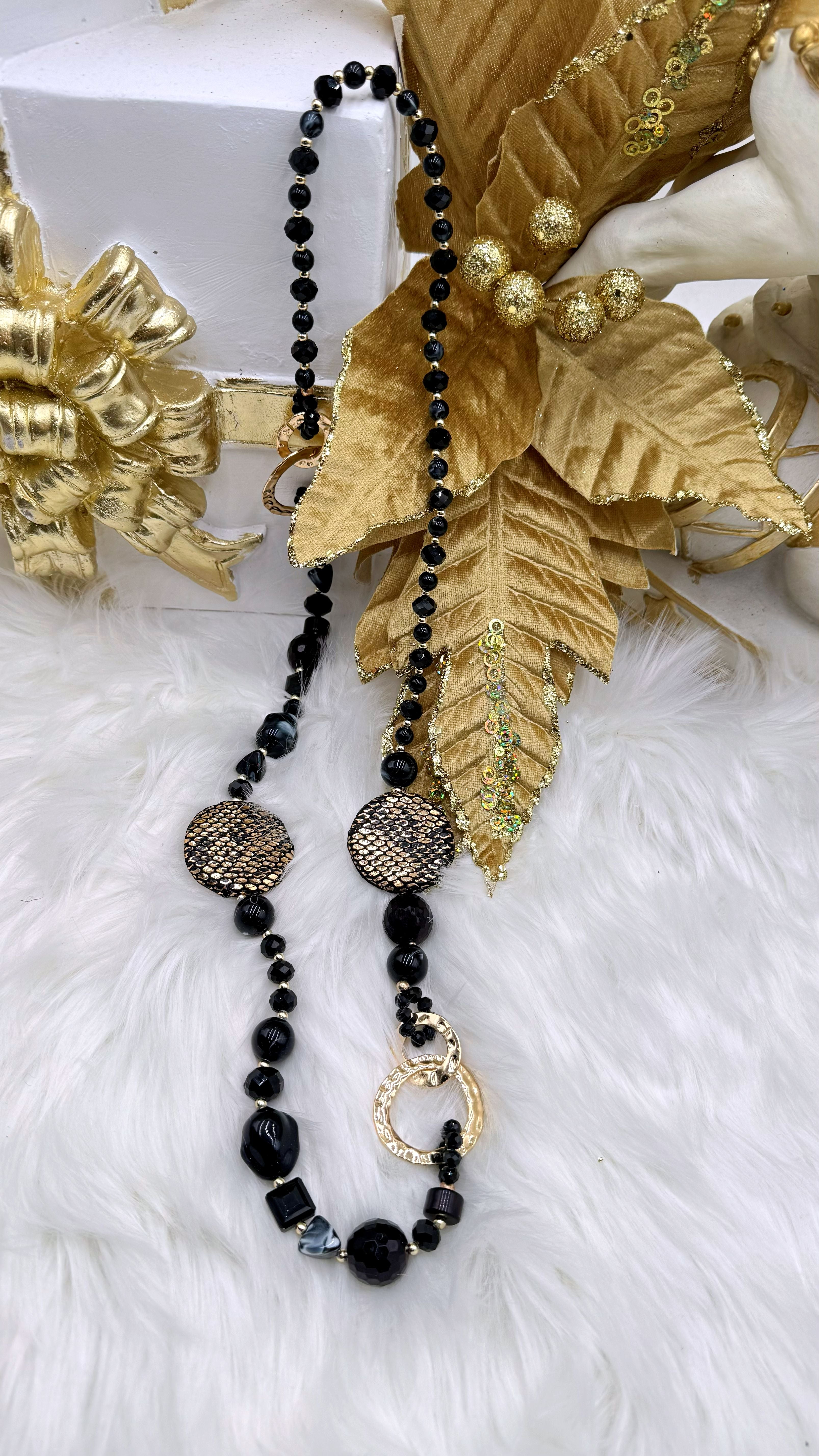 Lange Halskette Champagne Circle *Schwarz*