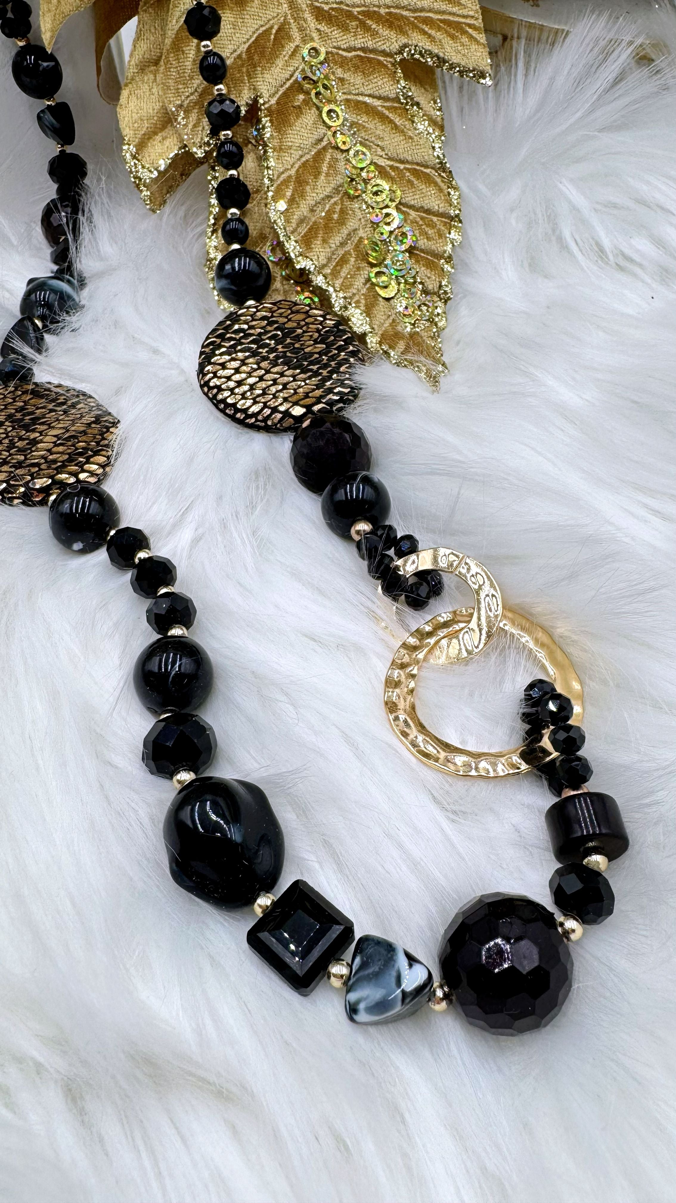 Lange Halskette Champagne Circle *Schwarz*