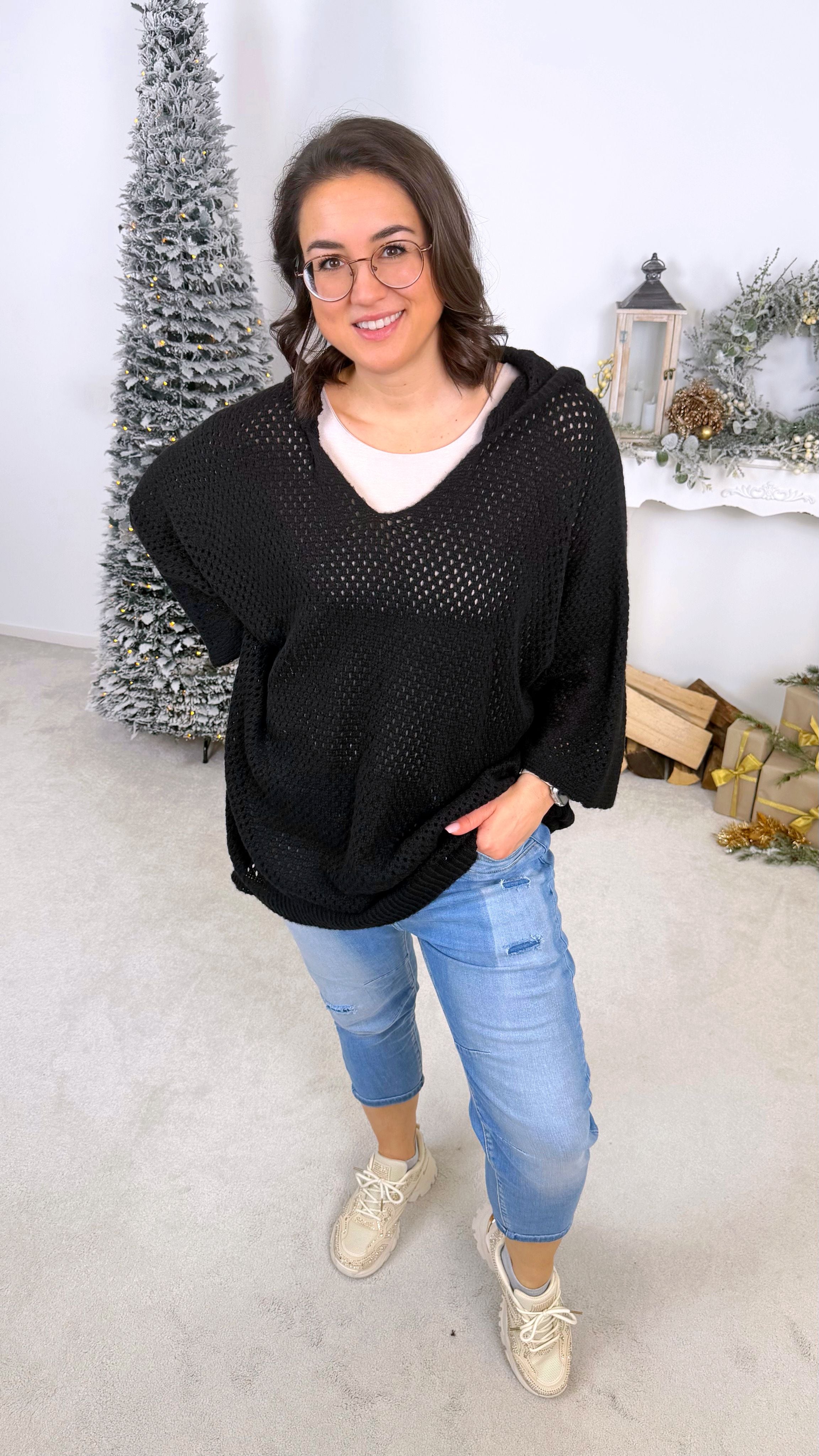 Strickhoodie Softness *Schwarz*