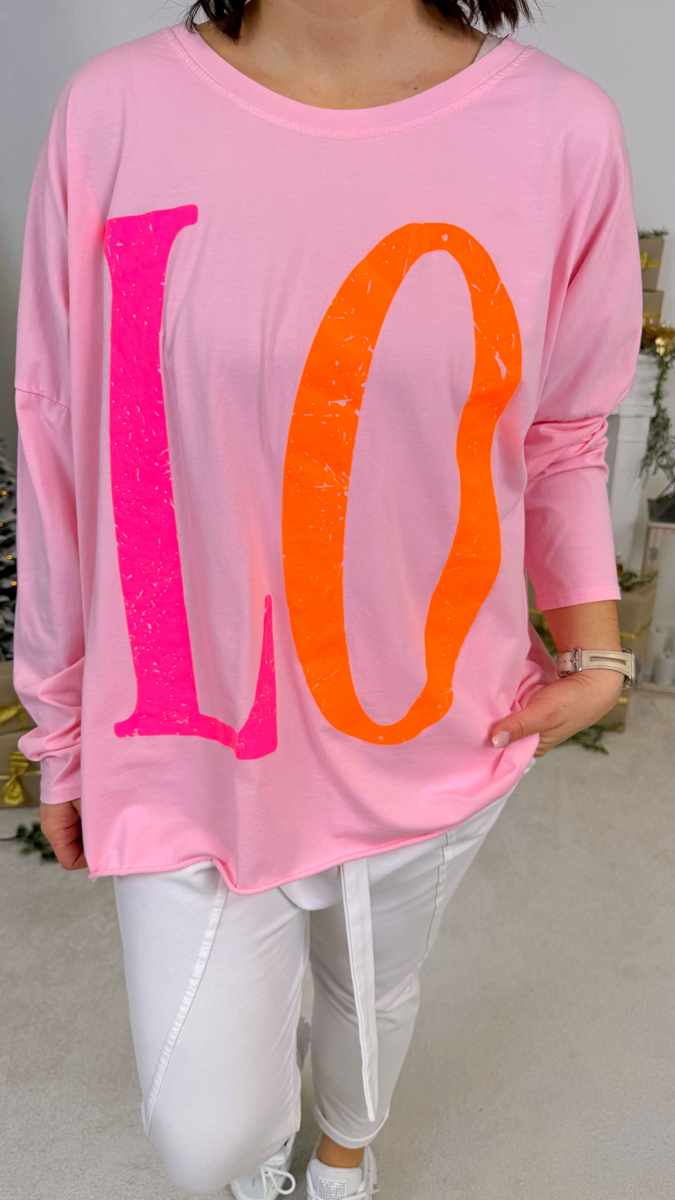 Oversized Langarmshirt Love *Rosa*