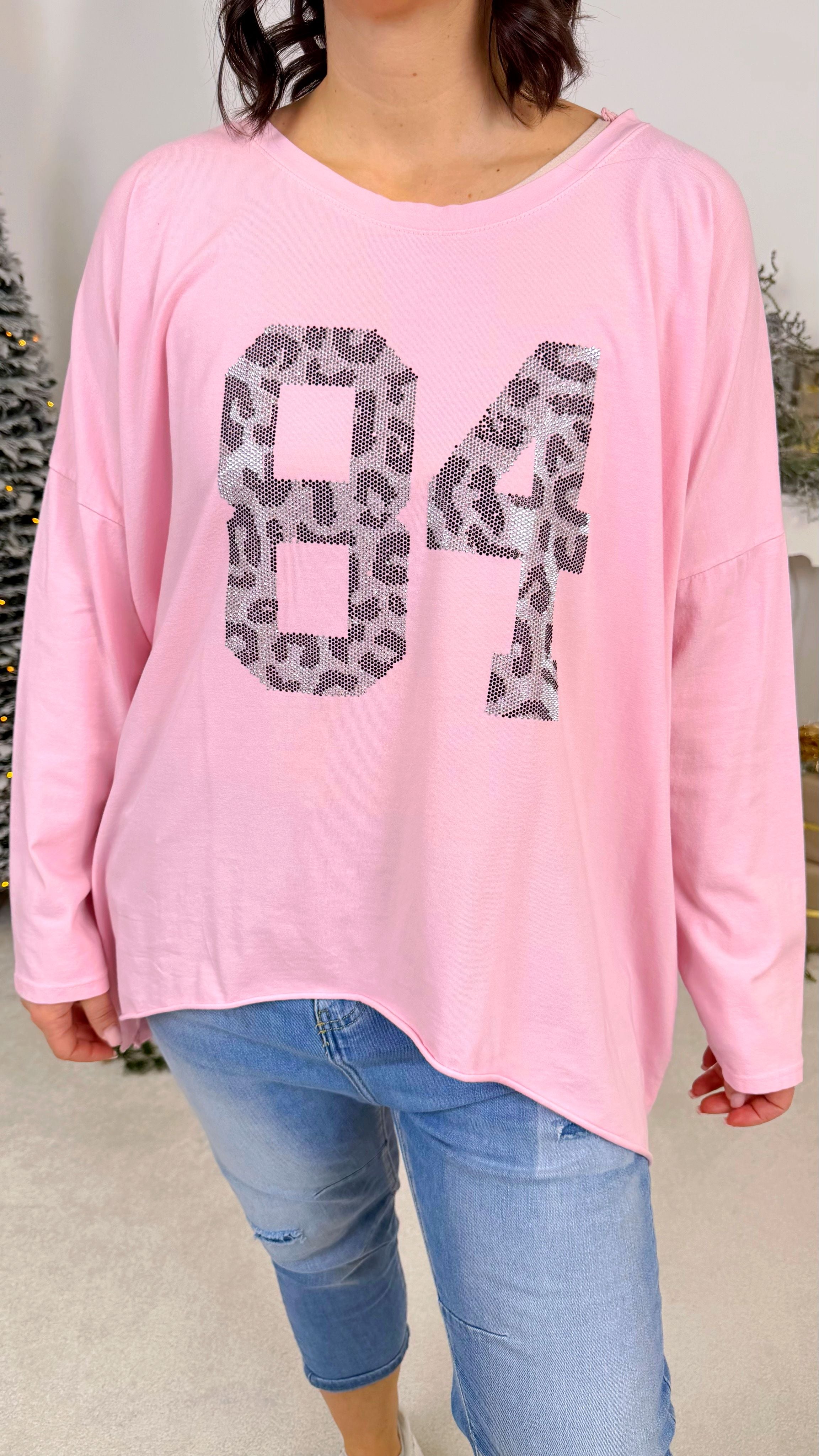 Oversized Langarmshirt Metallic Eightyfour *Babypink*