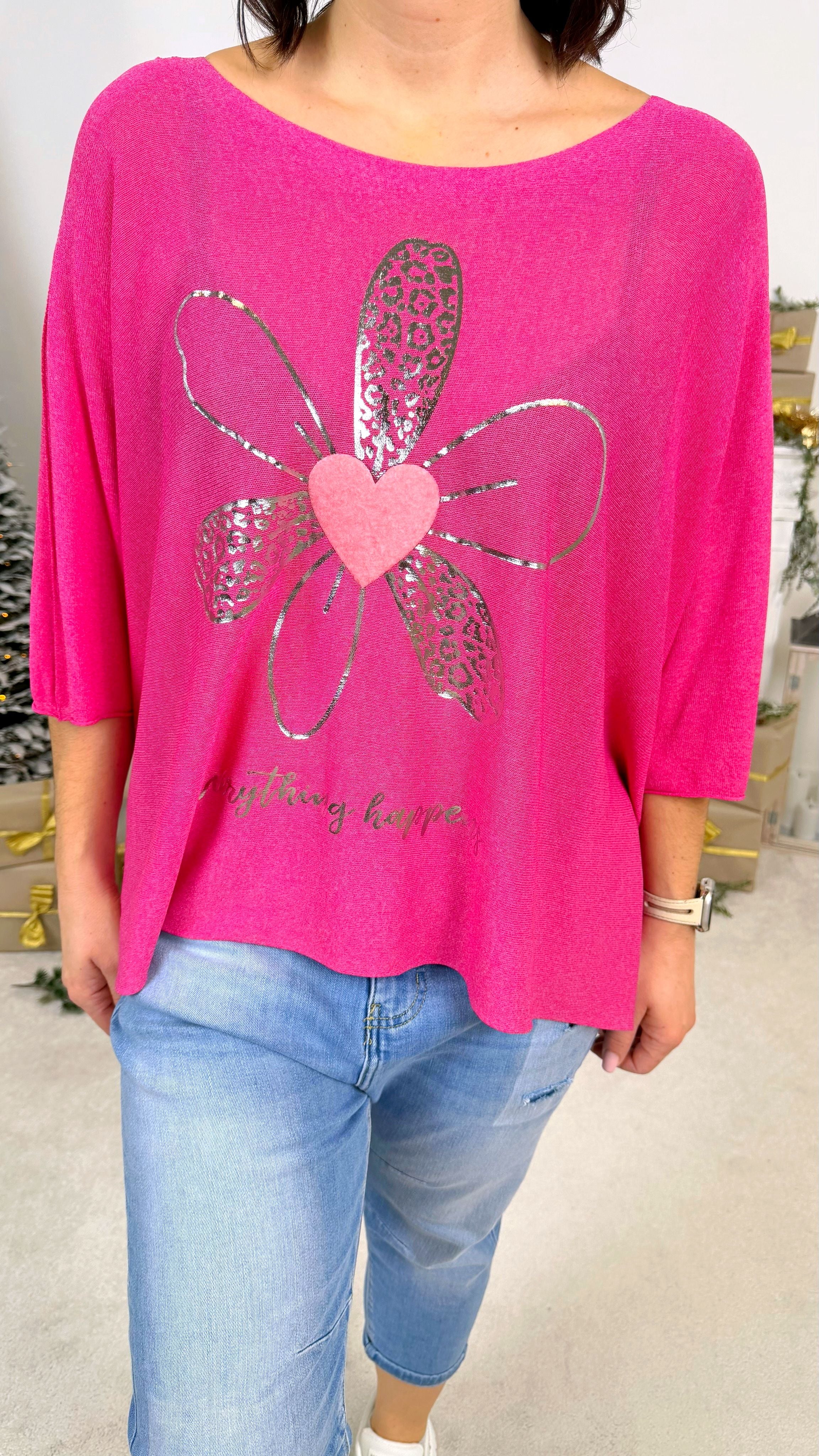 Dünnes Strickshirt Heart & Leo *Pink*