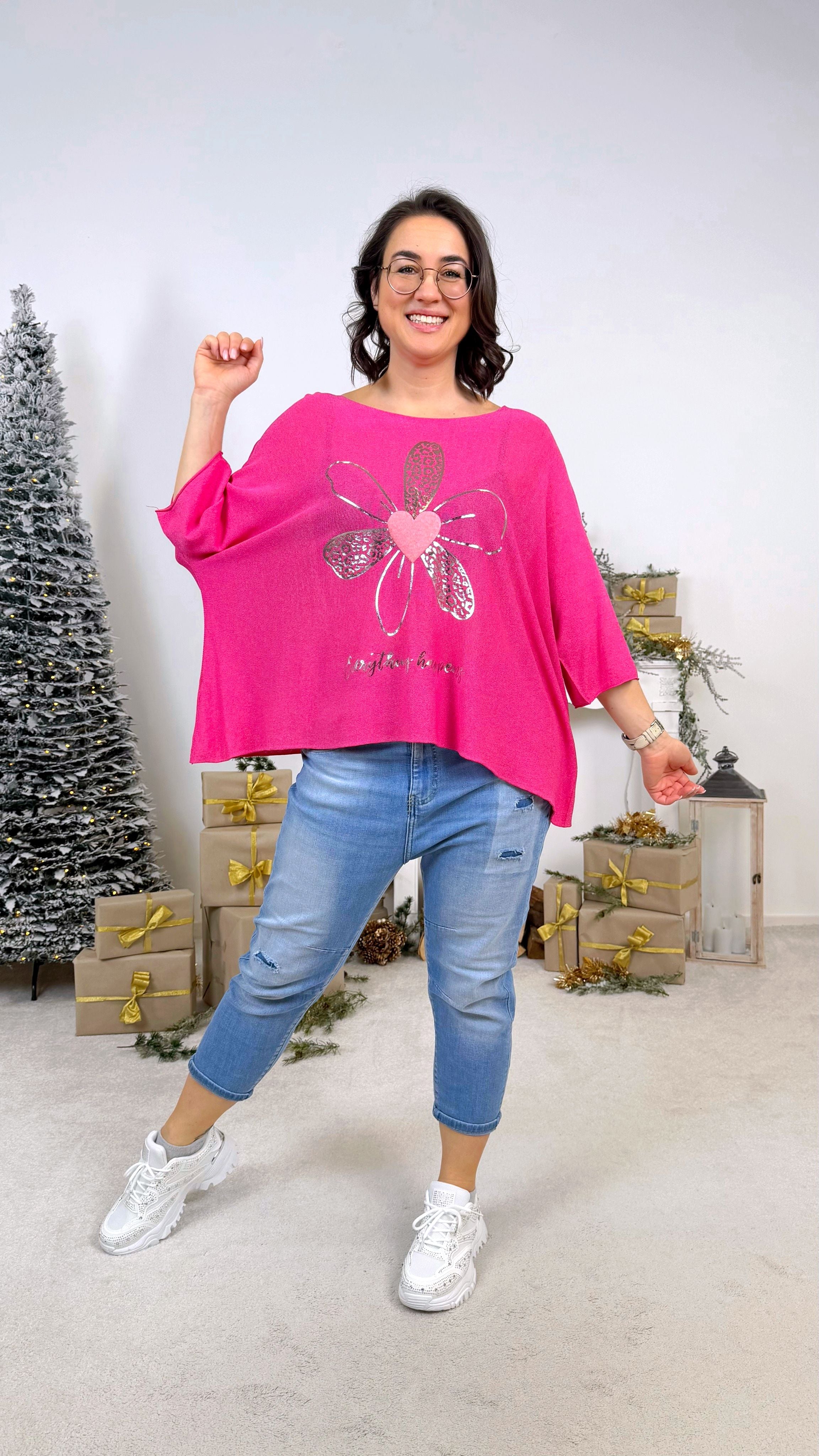 Dünnes Strickshirt Heart & Leo *Pink*