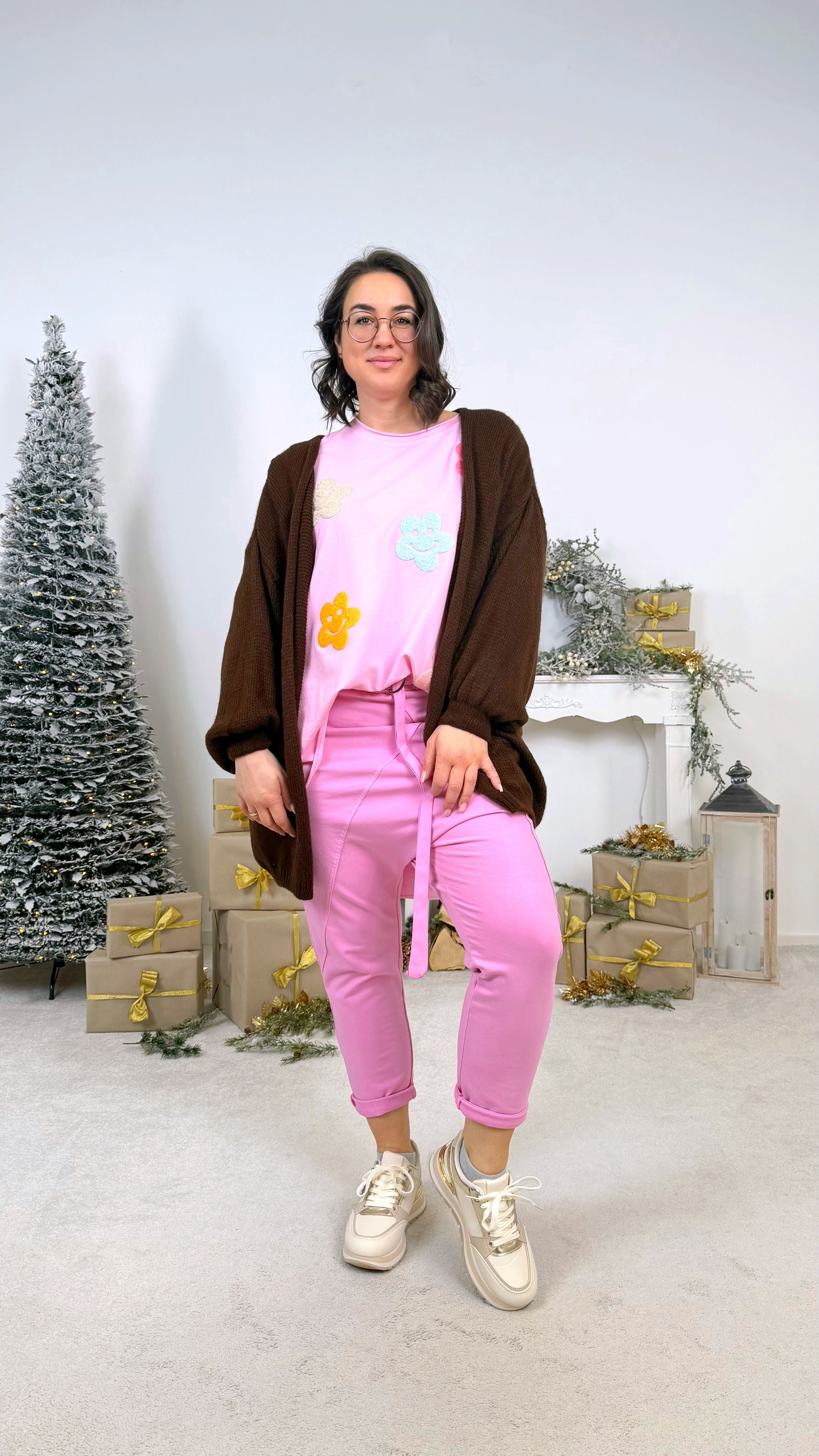 Oversized Langarmshirt Happy Blossom *Rosa*