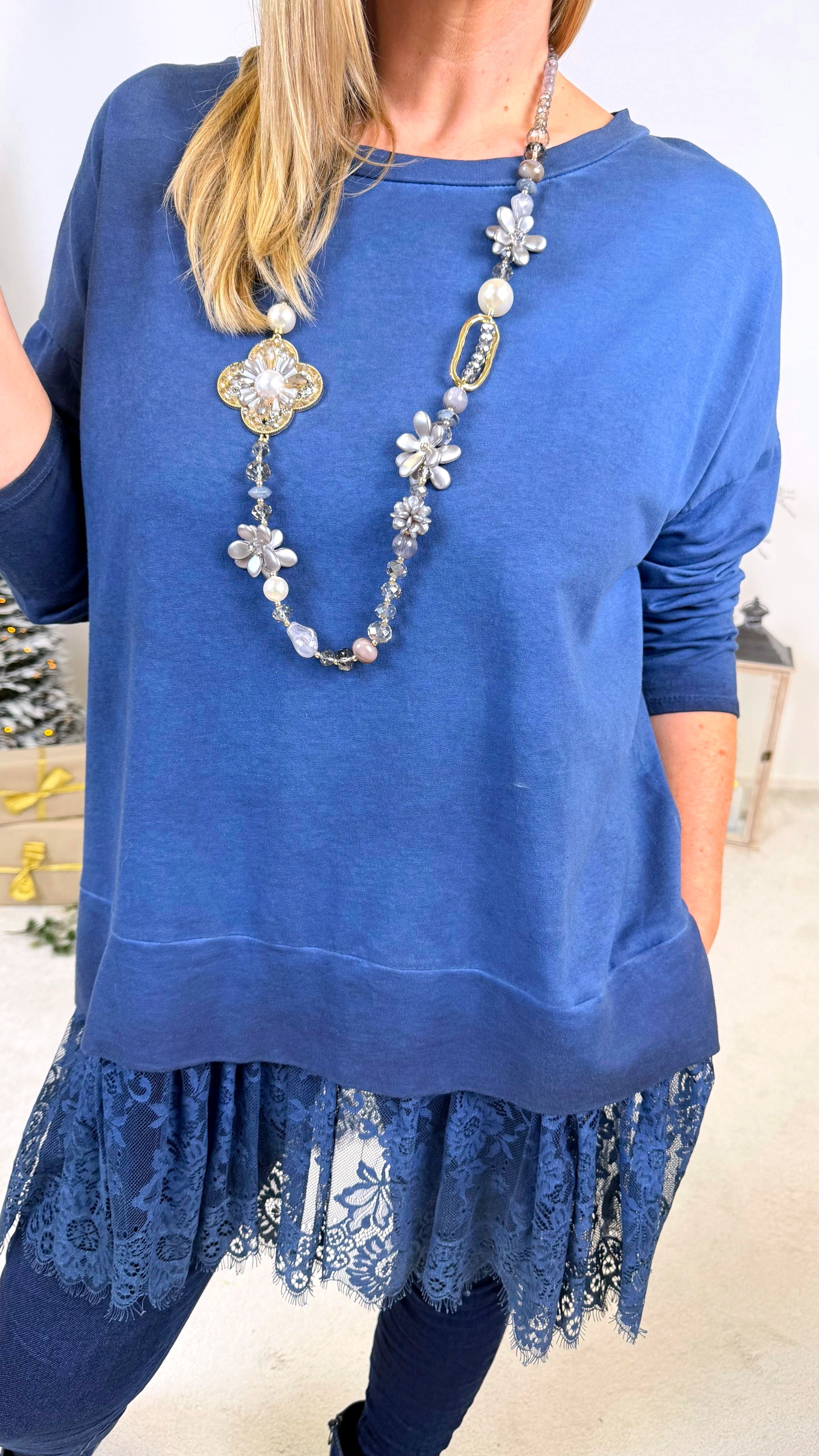 Longshirt Lace Beauty *Dunkelblau*