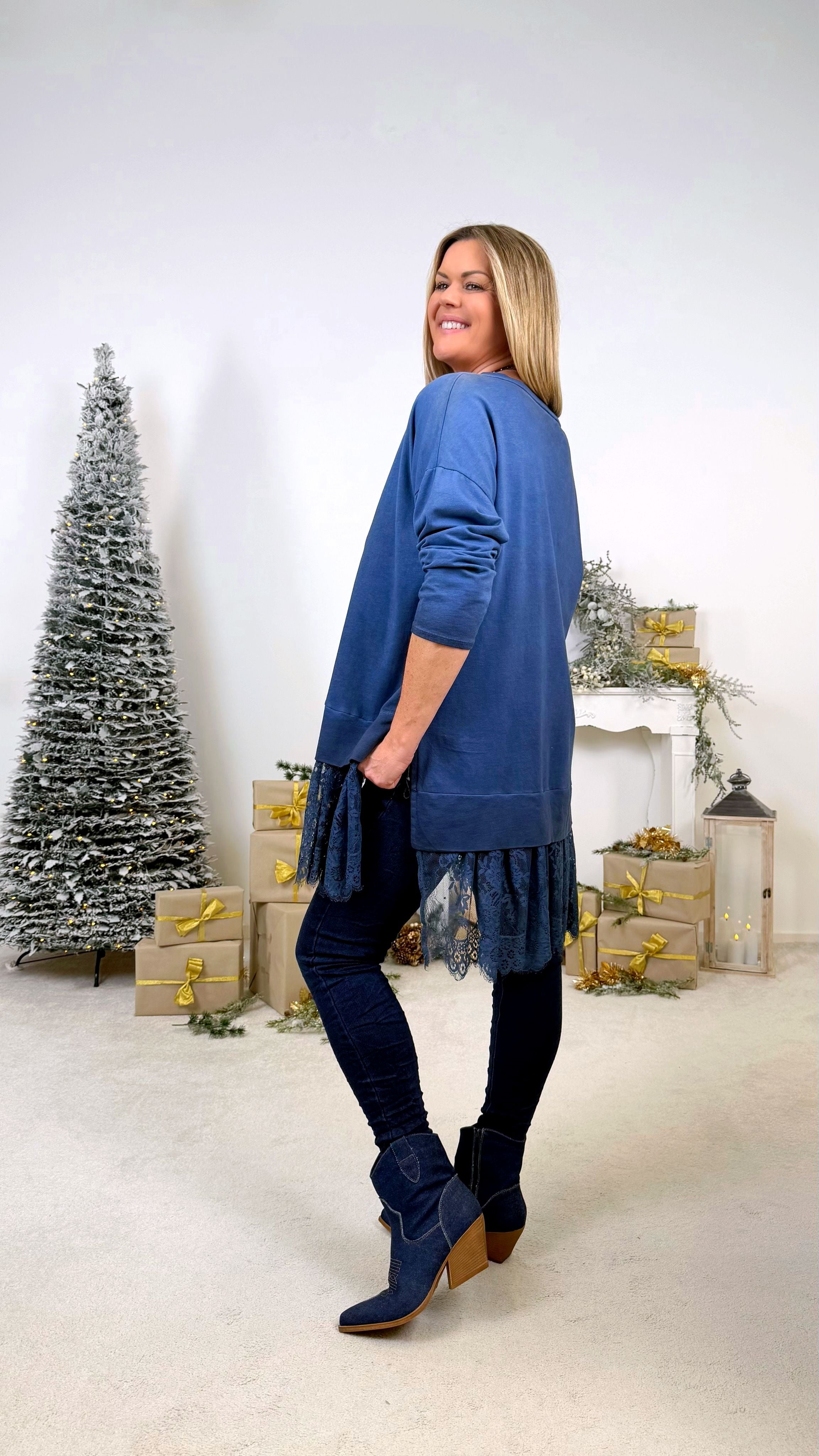 Longshirt Lace Beauty *Dunkelblau*