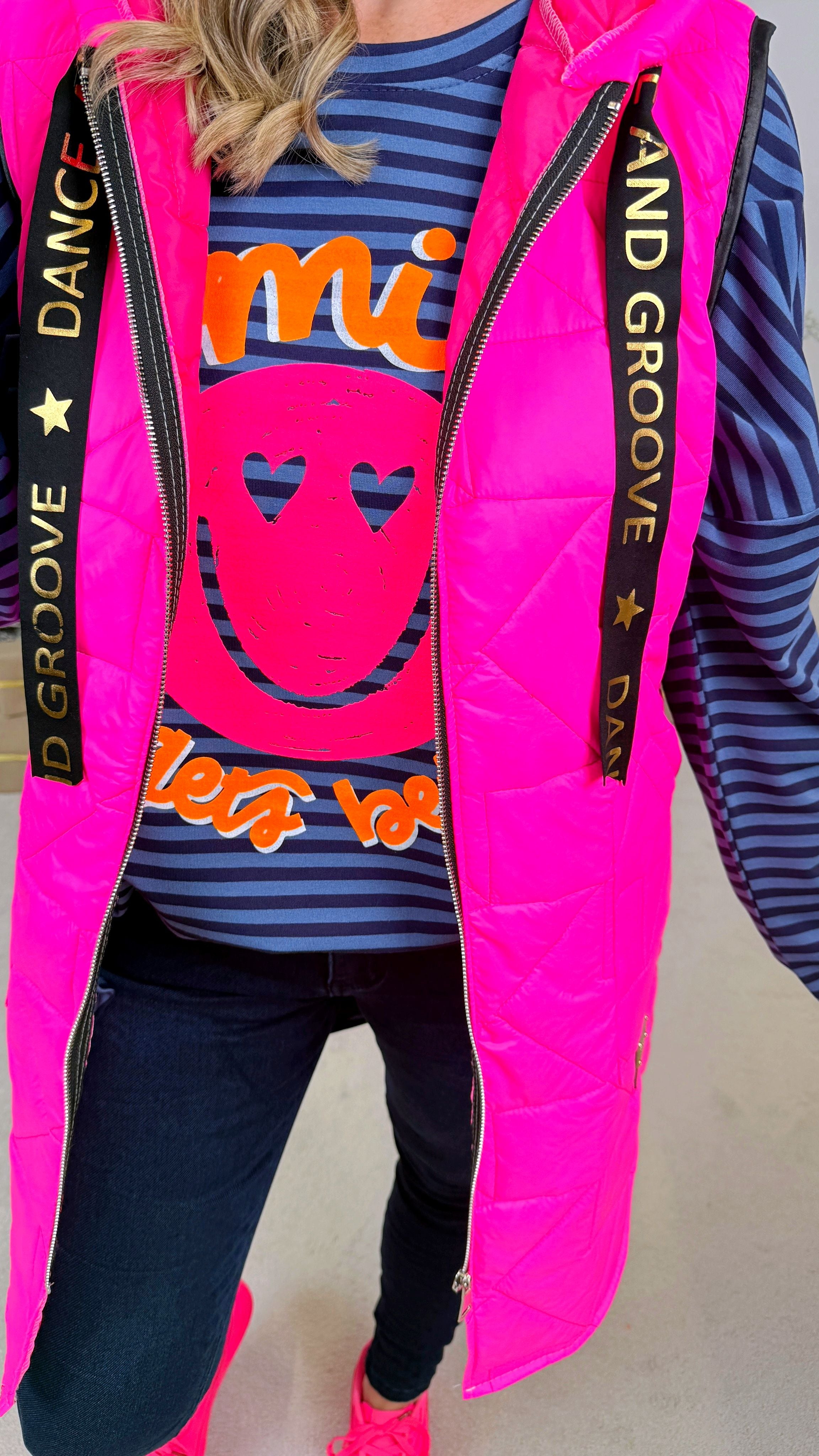 Dünne Steppweste Active Star *Neon Pink*