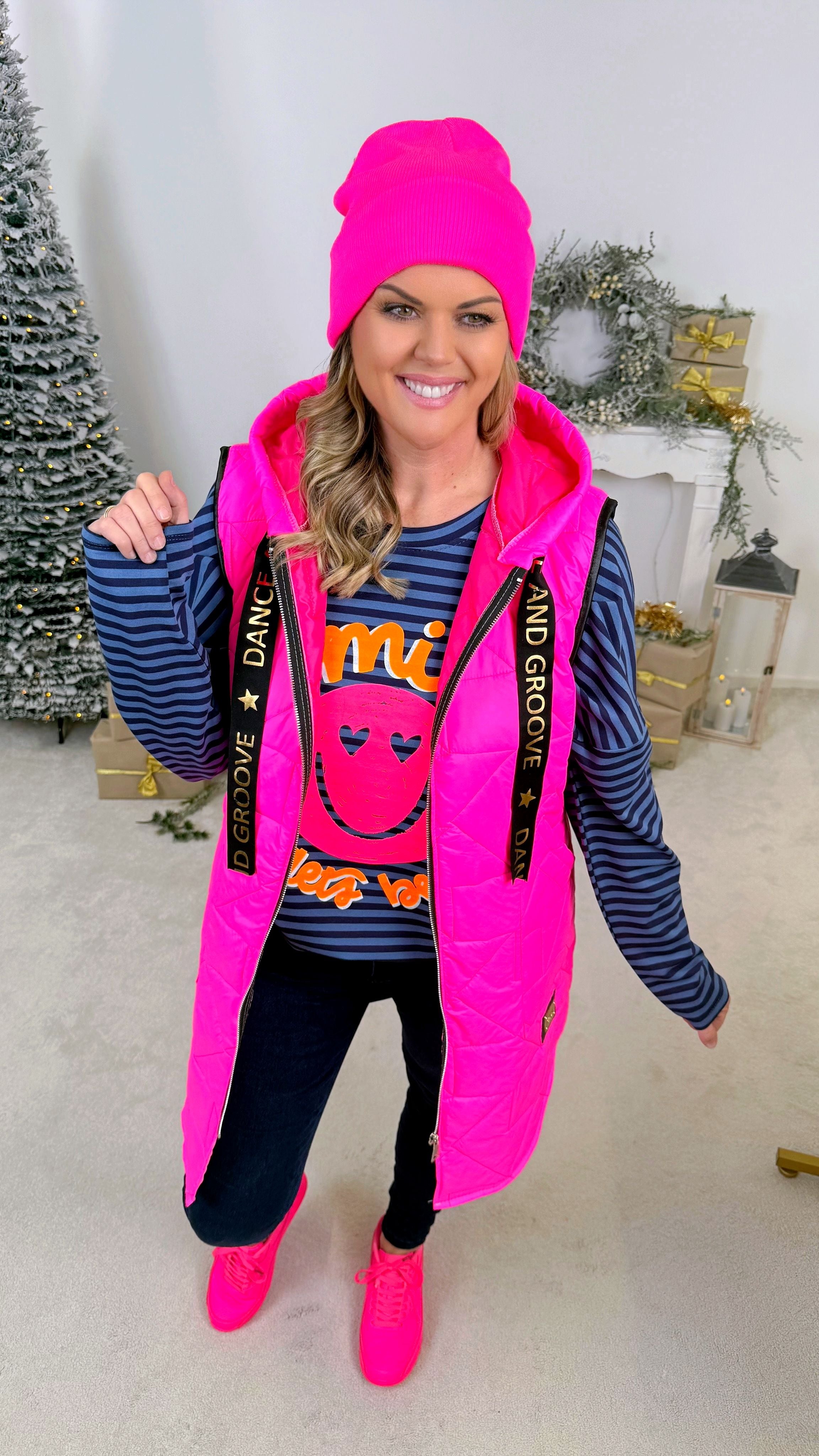 Dünne Steppweste Active Star *Neon Pink*