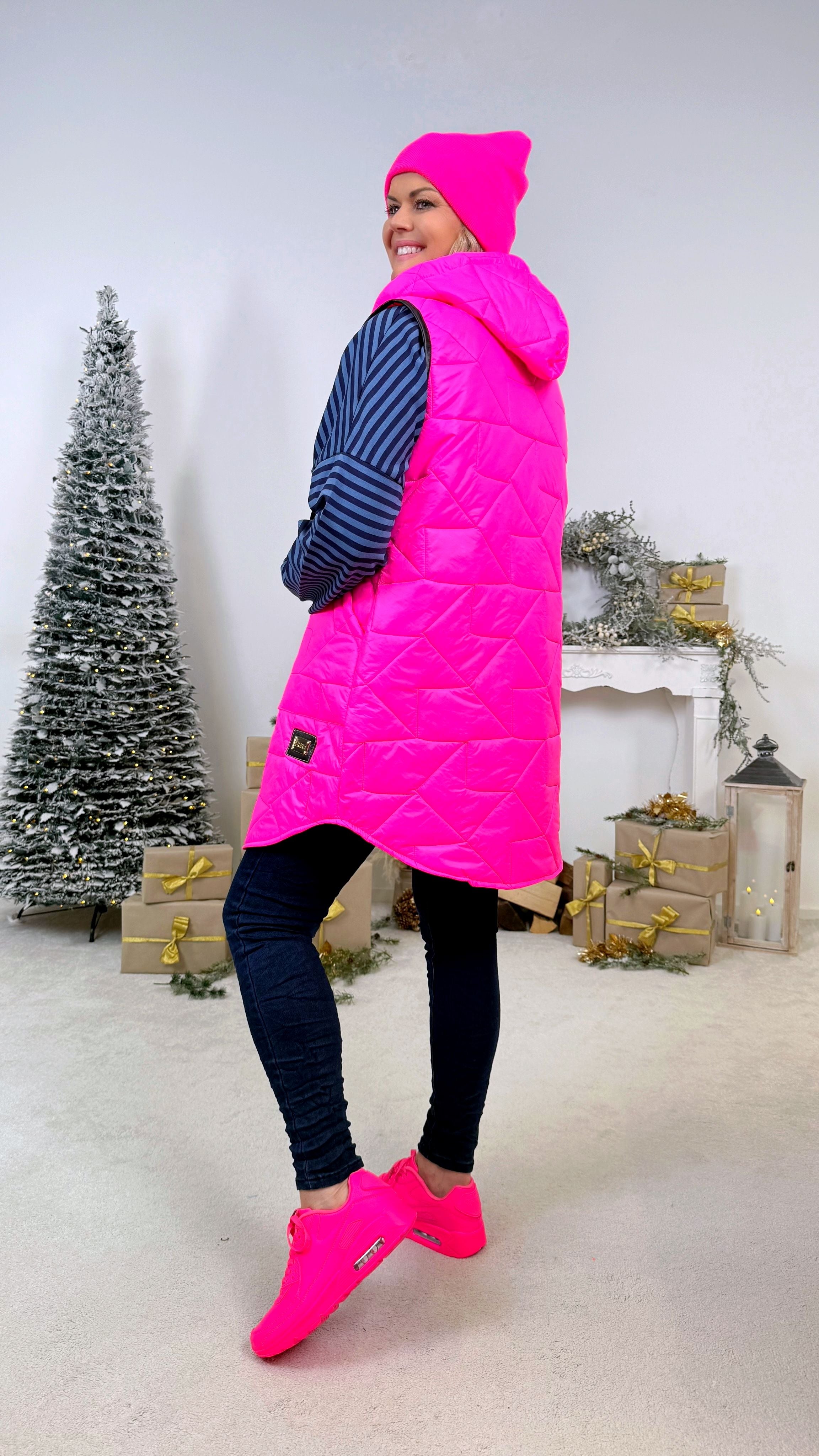 Dünne Steppweste Active Star *Neon Pink*