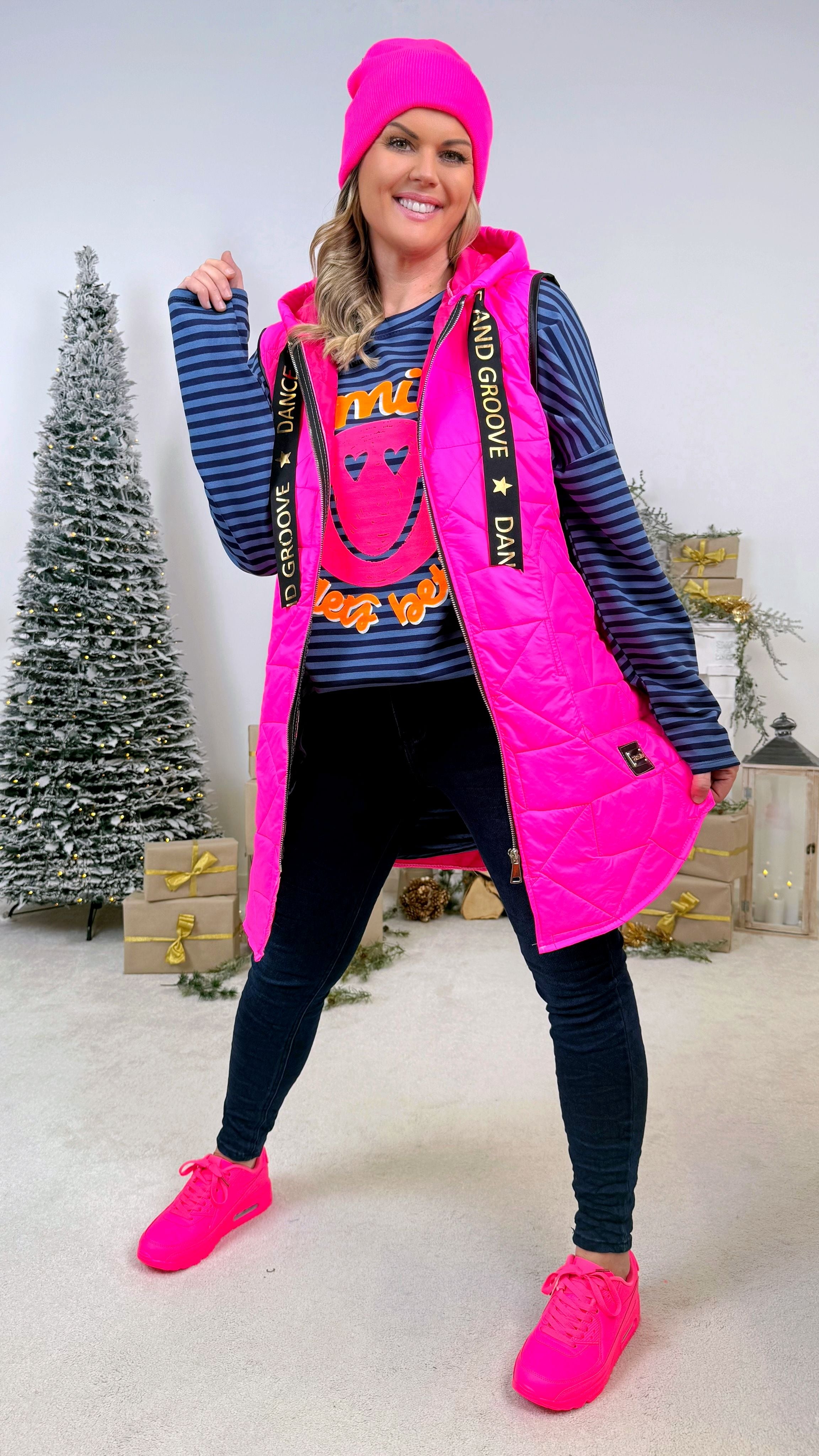 Dünne Steppweste Active Star *Neon Pink*