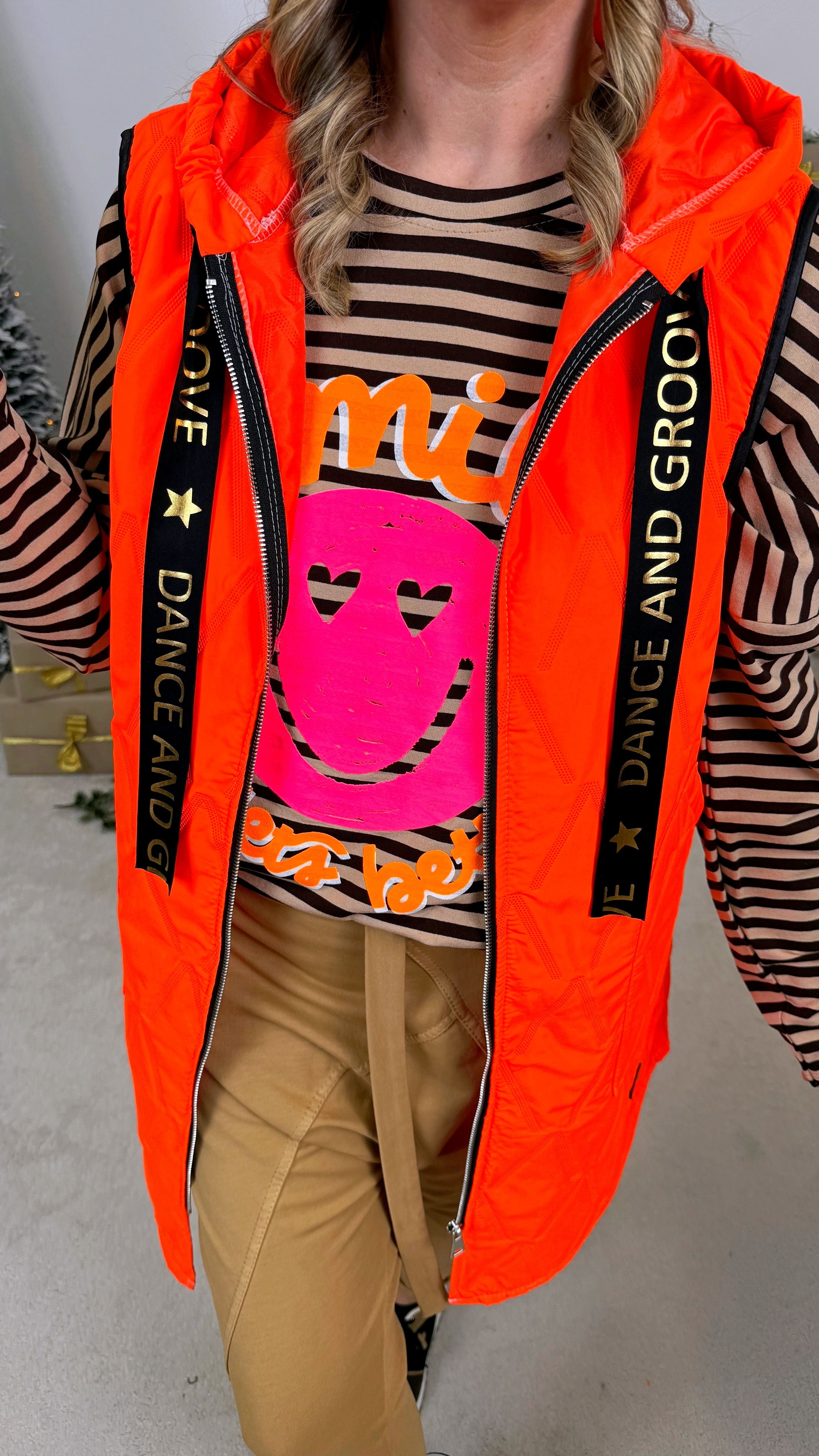 Dünne Steppweste Active Star *Neon Orange*