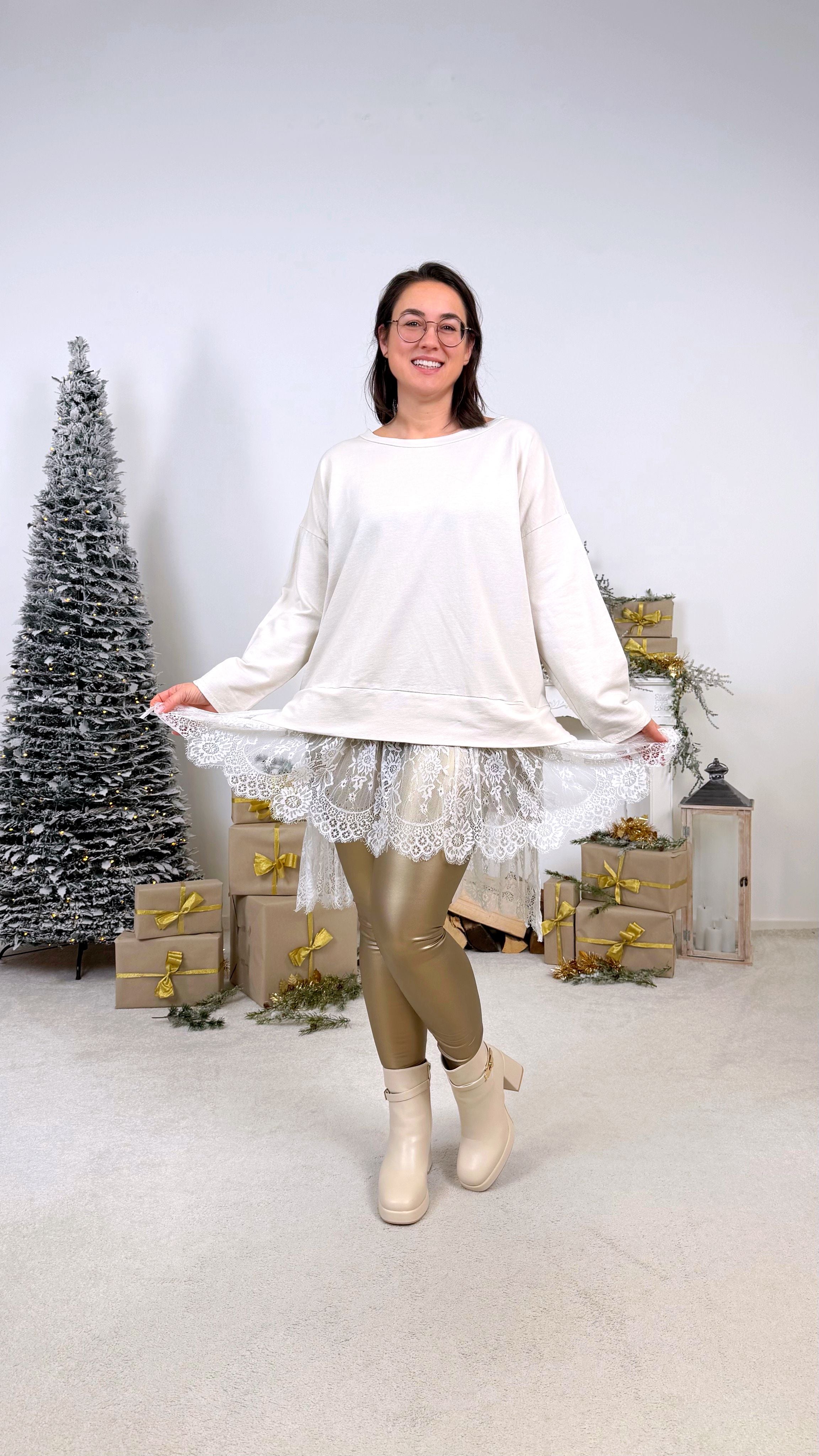 Longshirt Lace Beauty *Creme*