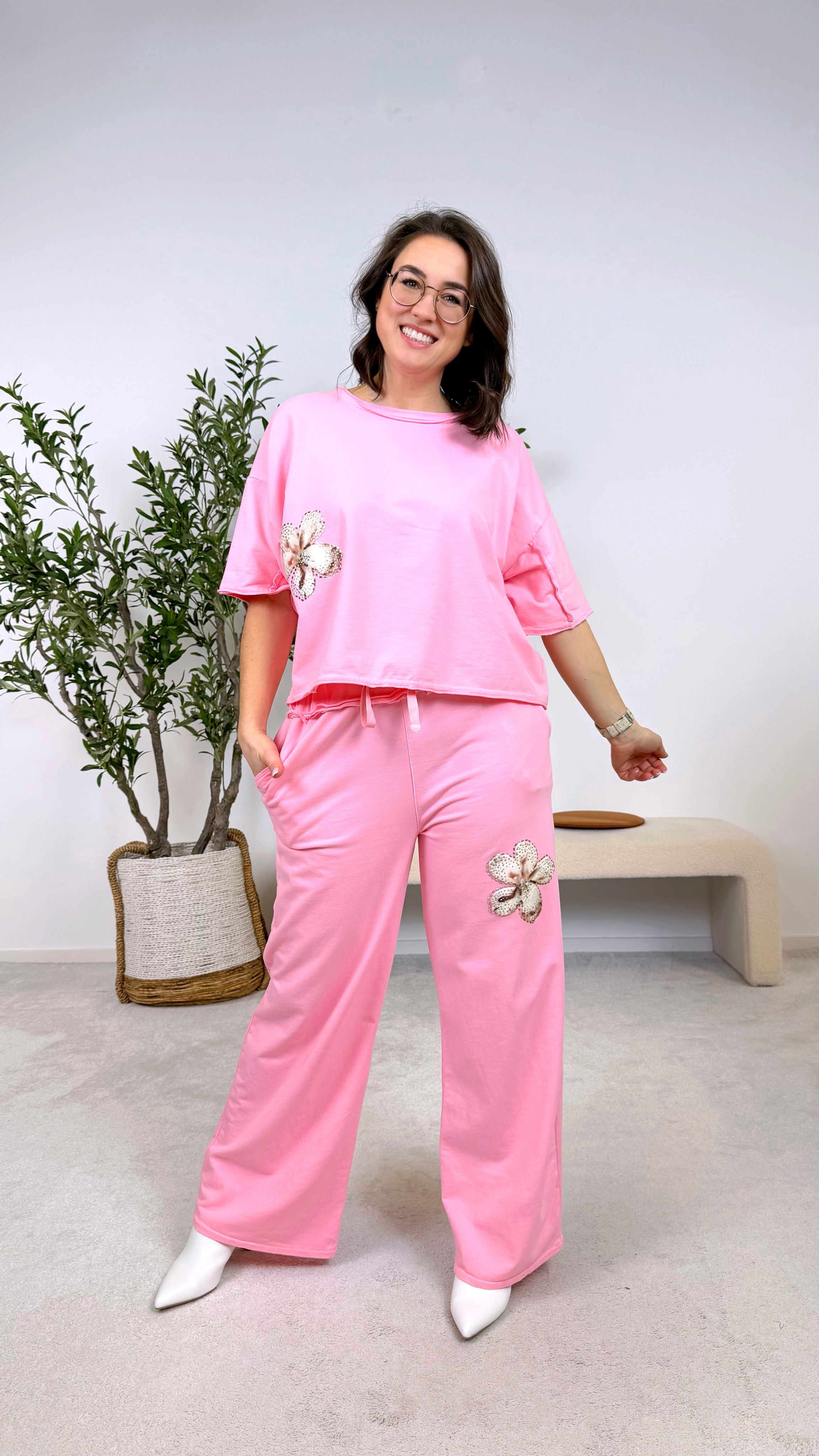 Kurzes Sweatshirt Flower Whisper *Rosa*