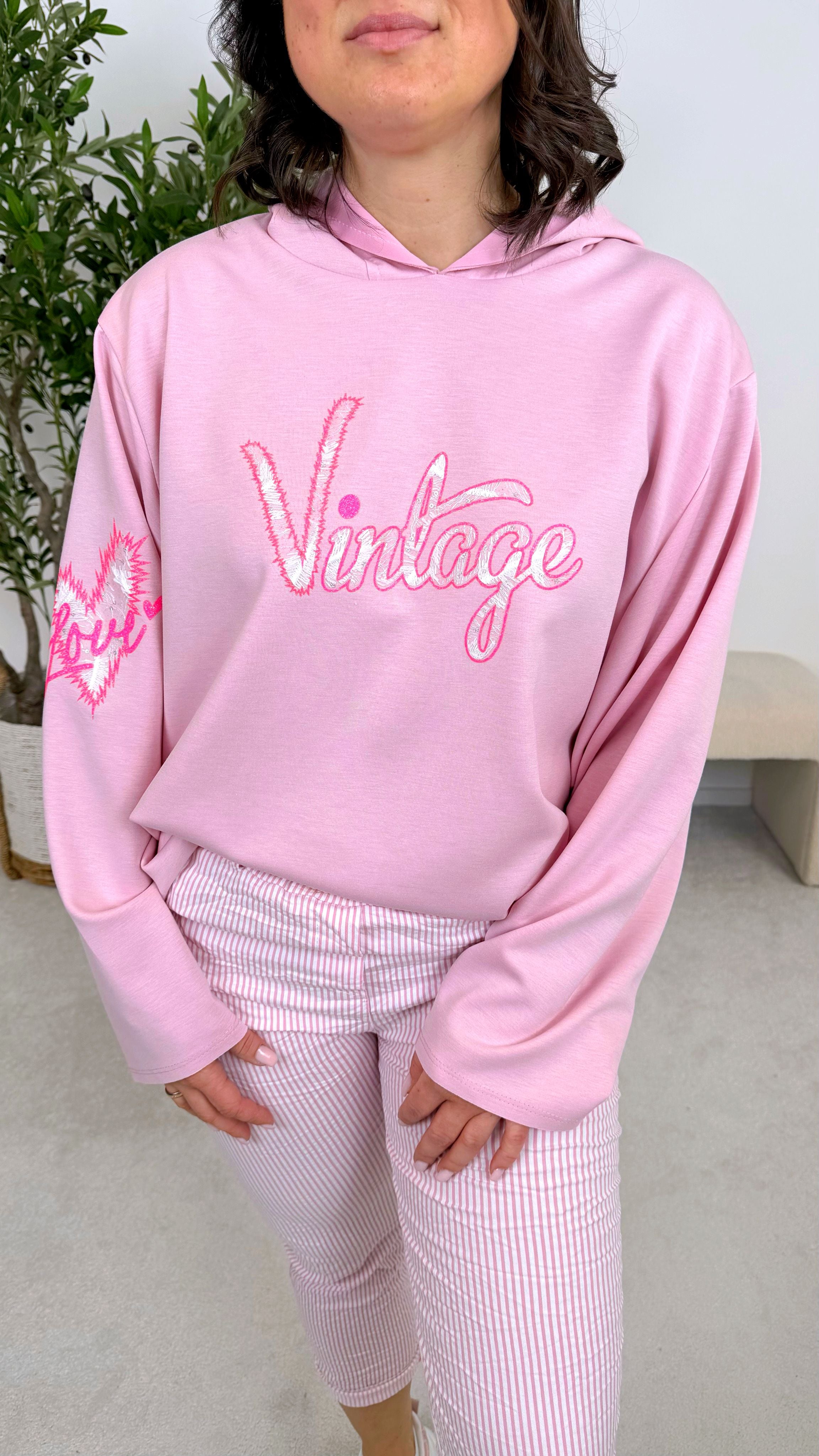 Hoodie I Love Vintage *Rosa*