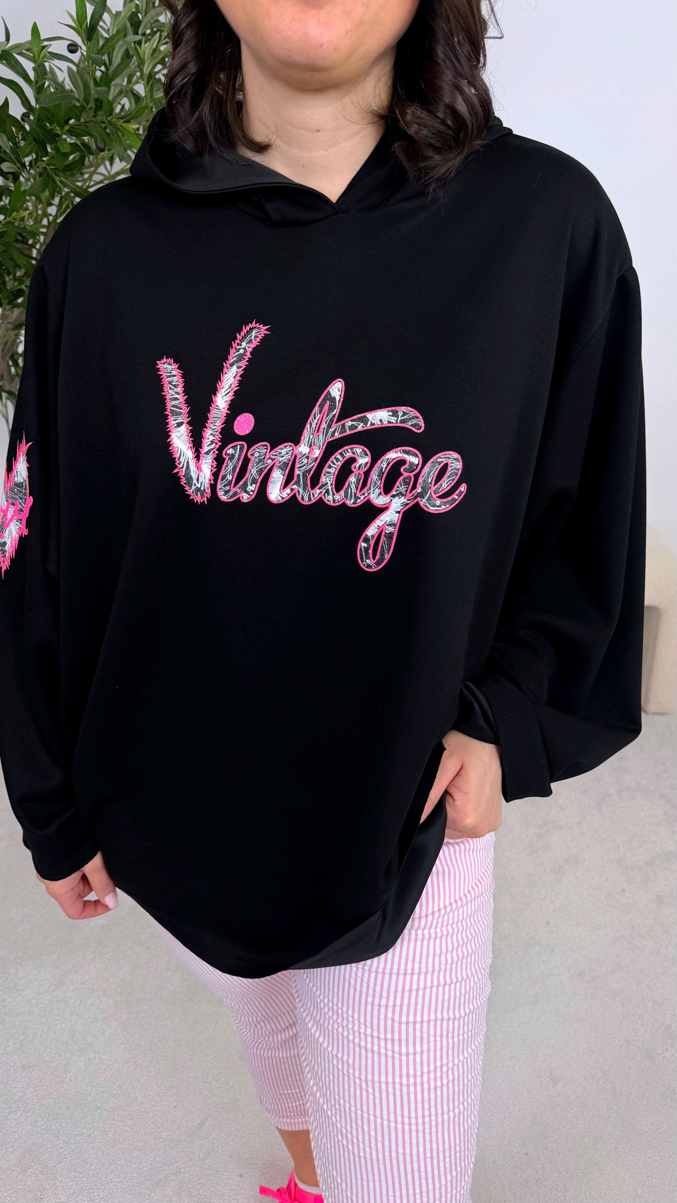 Hoodie I Love Vintage *Schwarz*