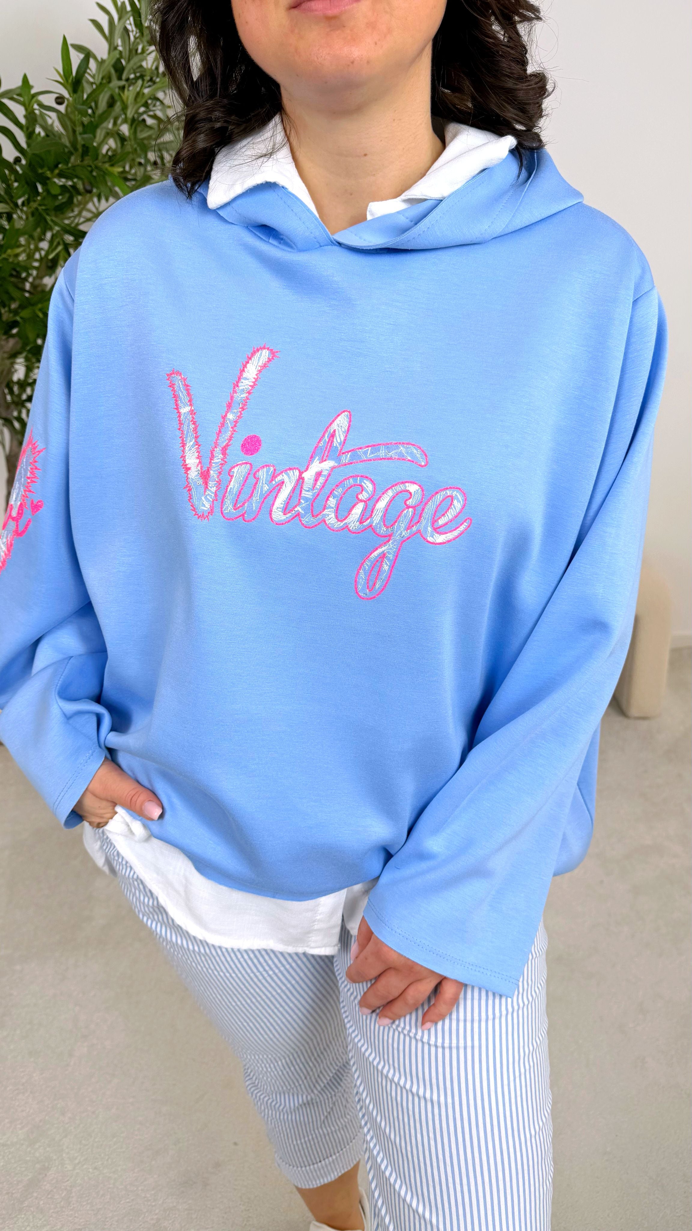 Hoodie I Love Vintage *Blau*