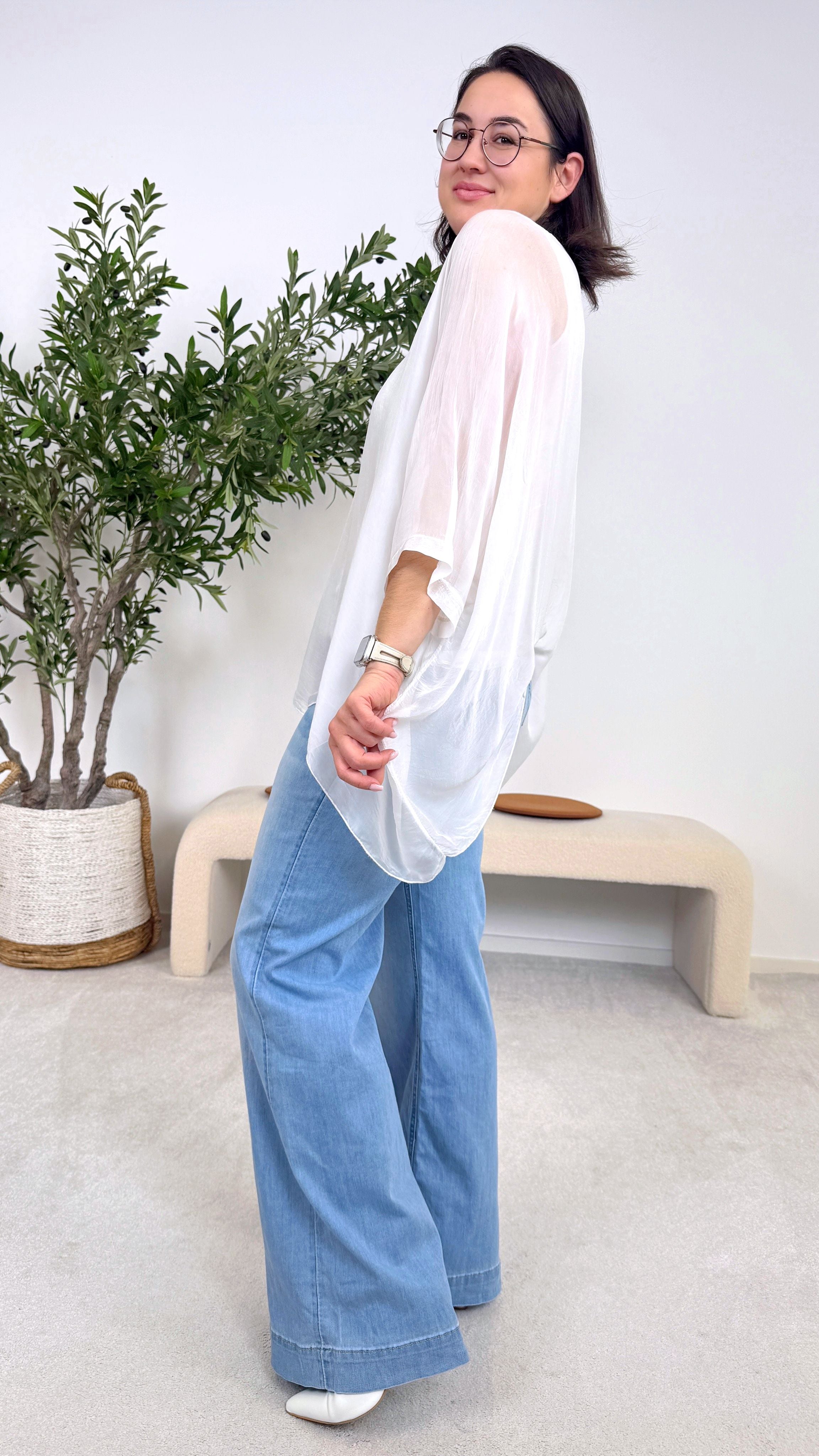 Seidenbluse Flow Dream *Weiß*