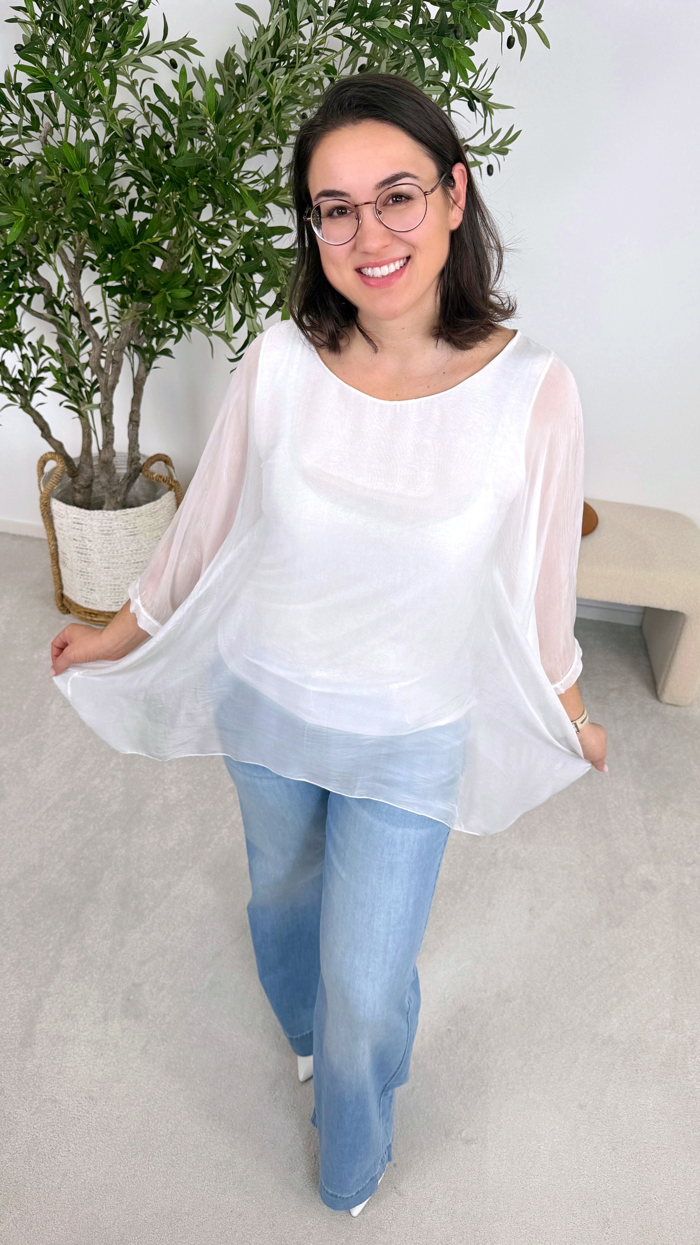 Seidenbluse Flow Dream *Weiß*