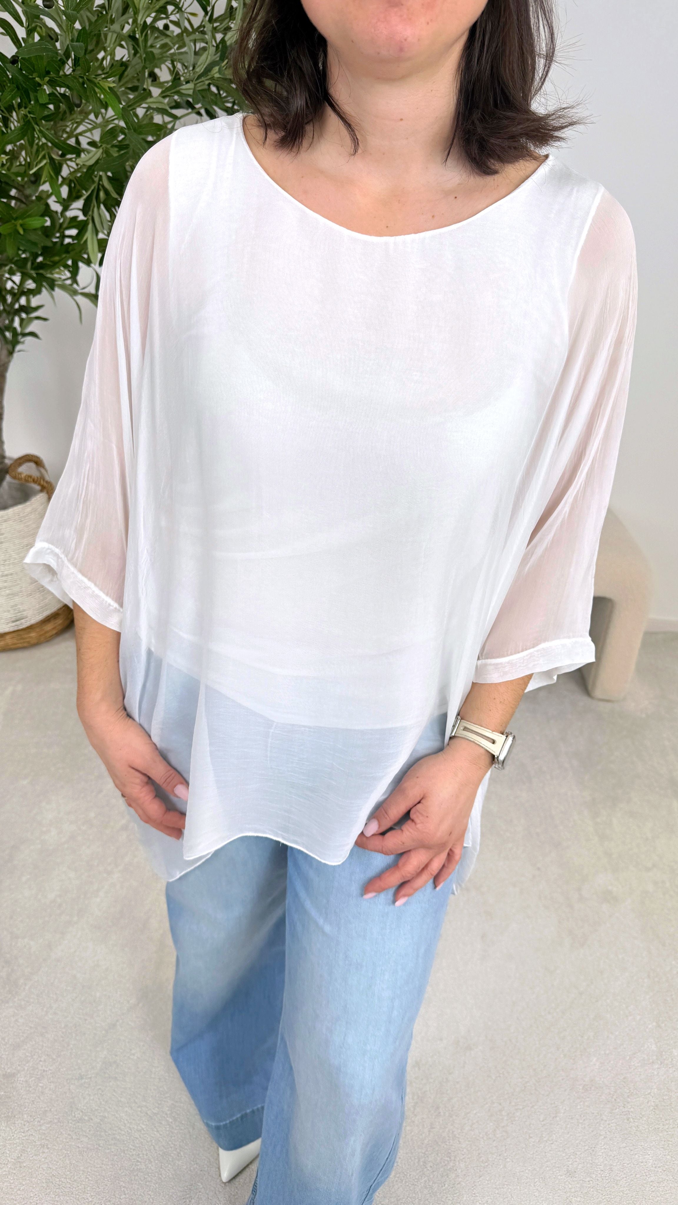 Seidenbluse Flow Dream *Weiß*