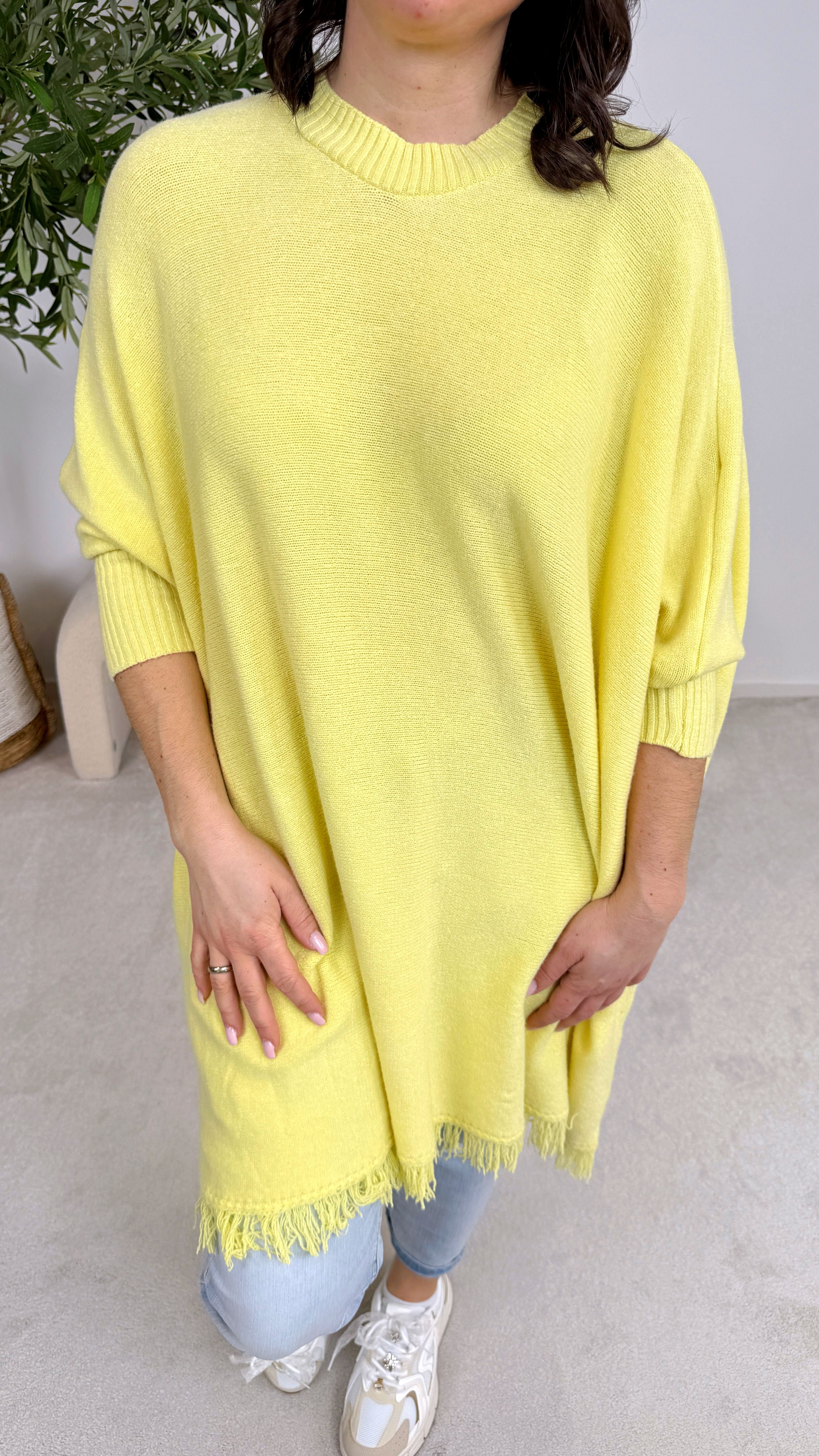 Strickkleid Spingfringe *Gelb*
