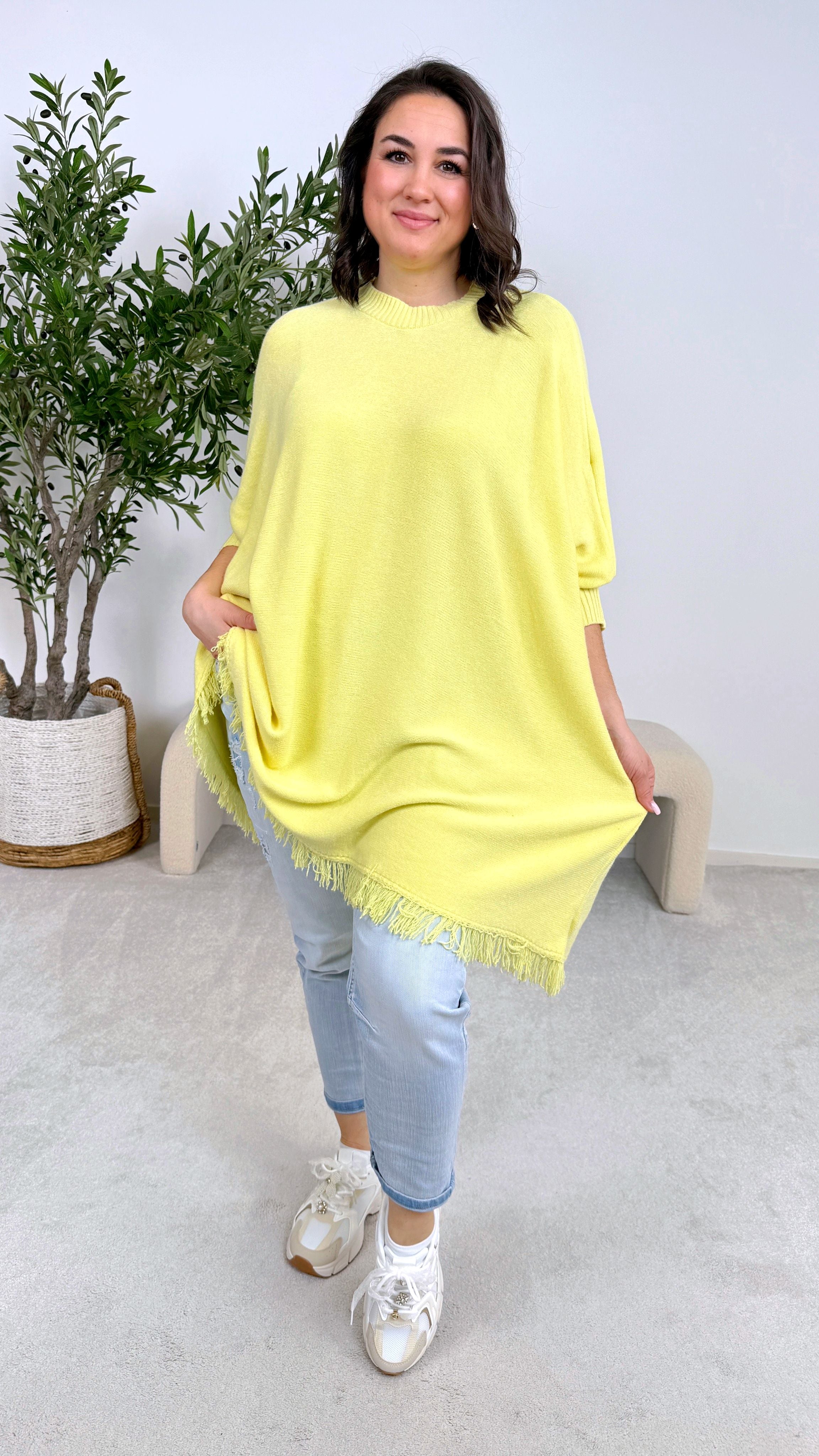 Strickkleid Spingfringe *Gelb*