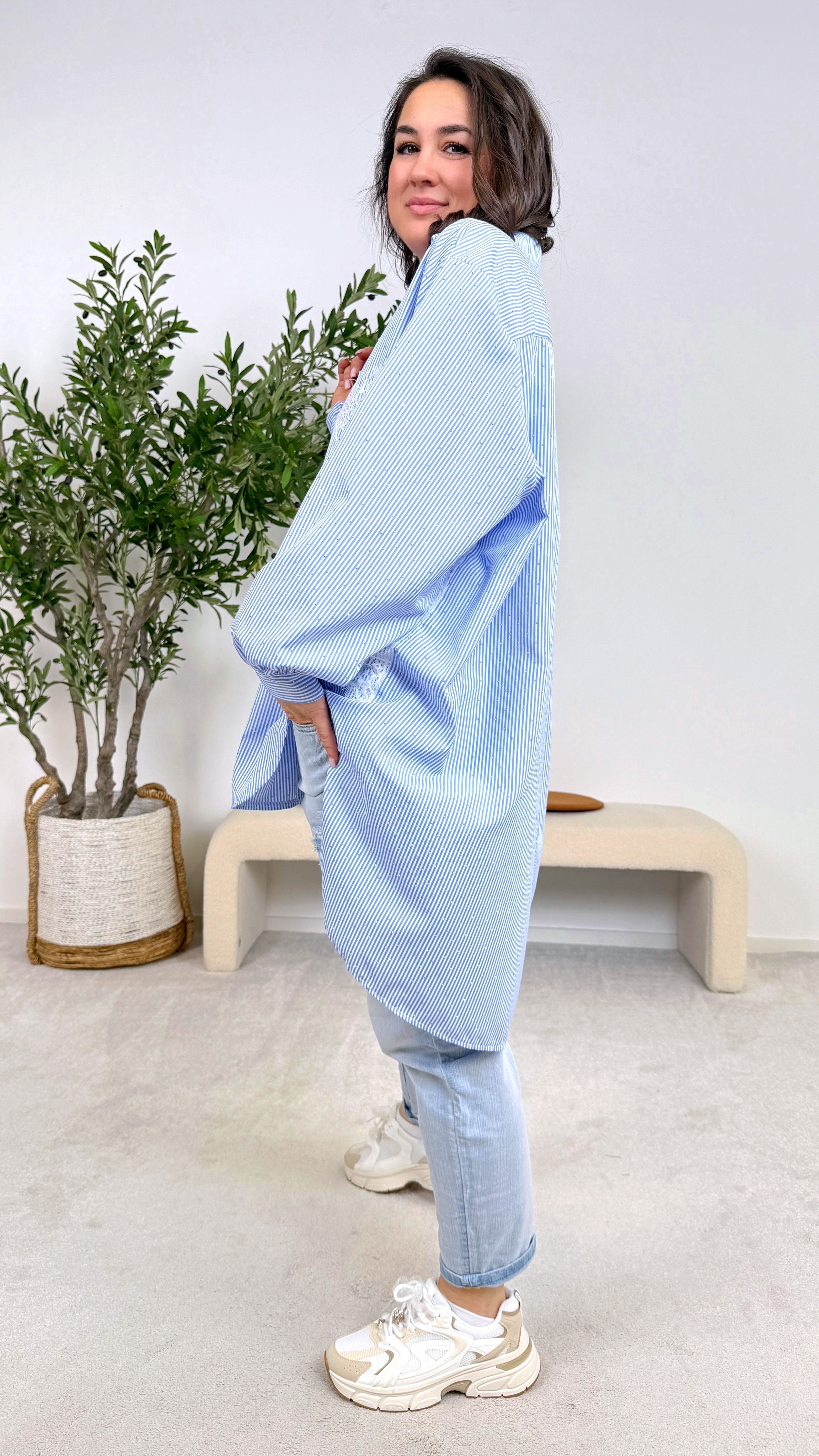 Bluse Lace & Glam *Blau*