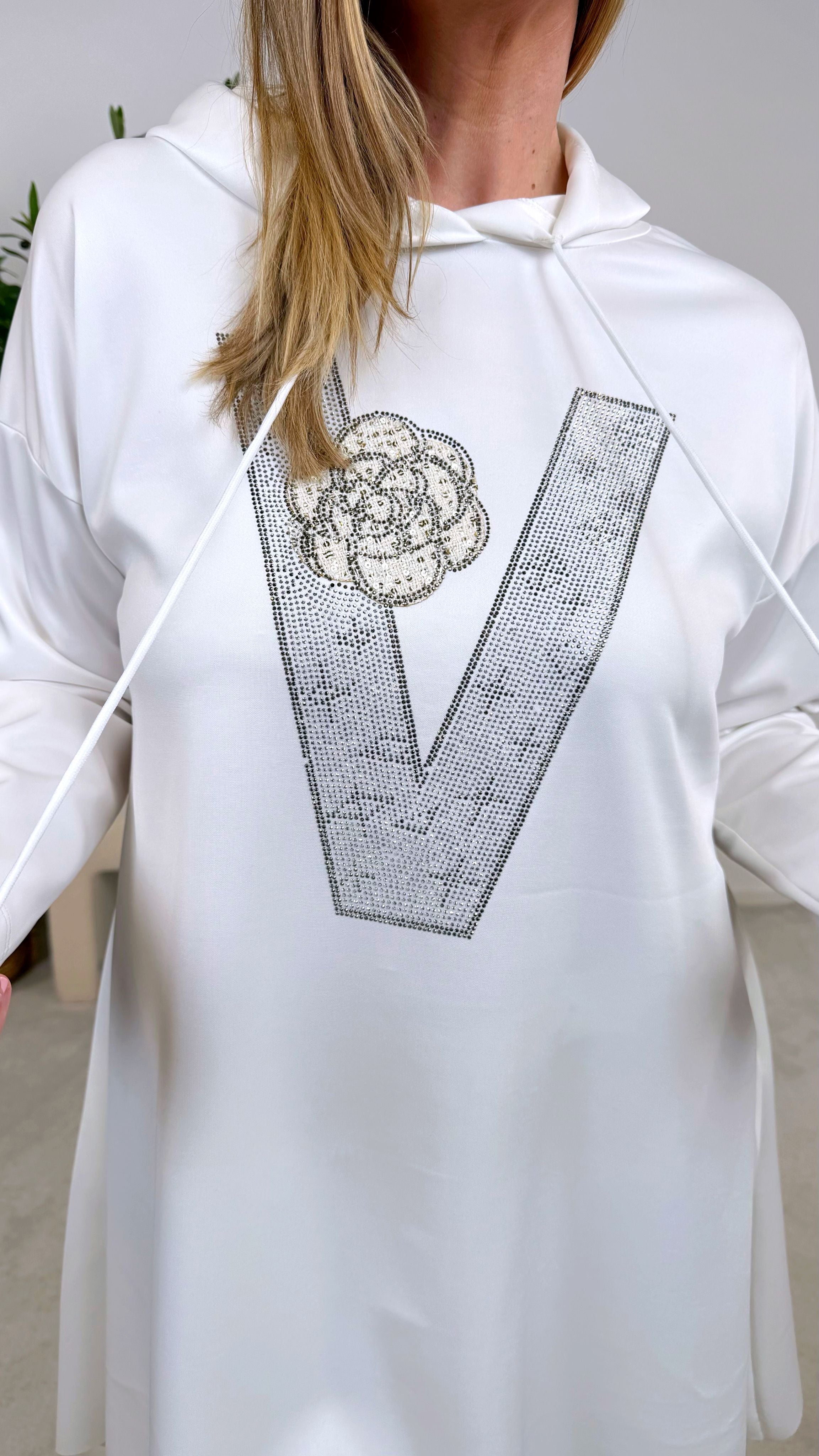 Long Hoodie Shine Letter *Weiß*