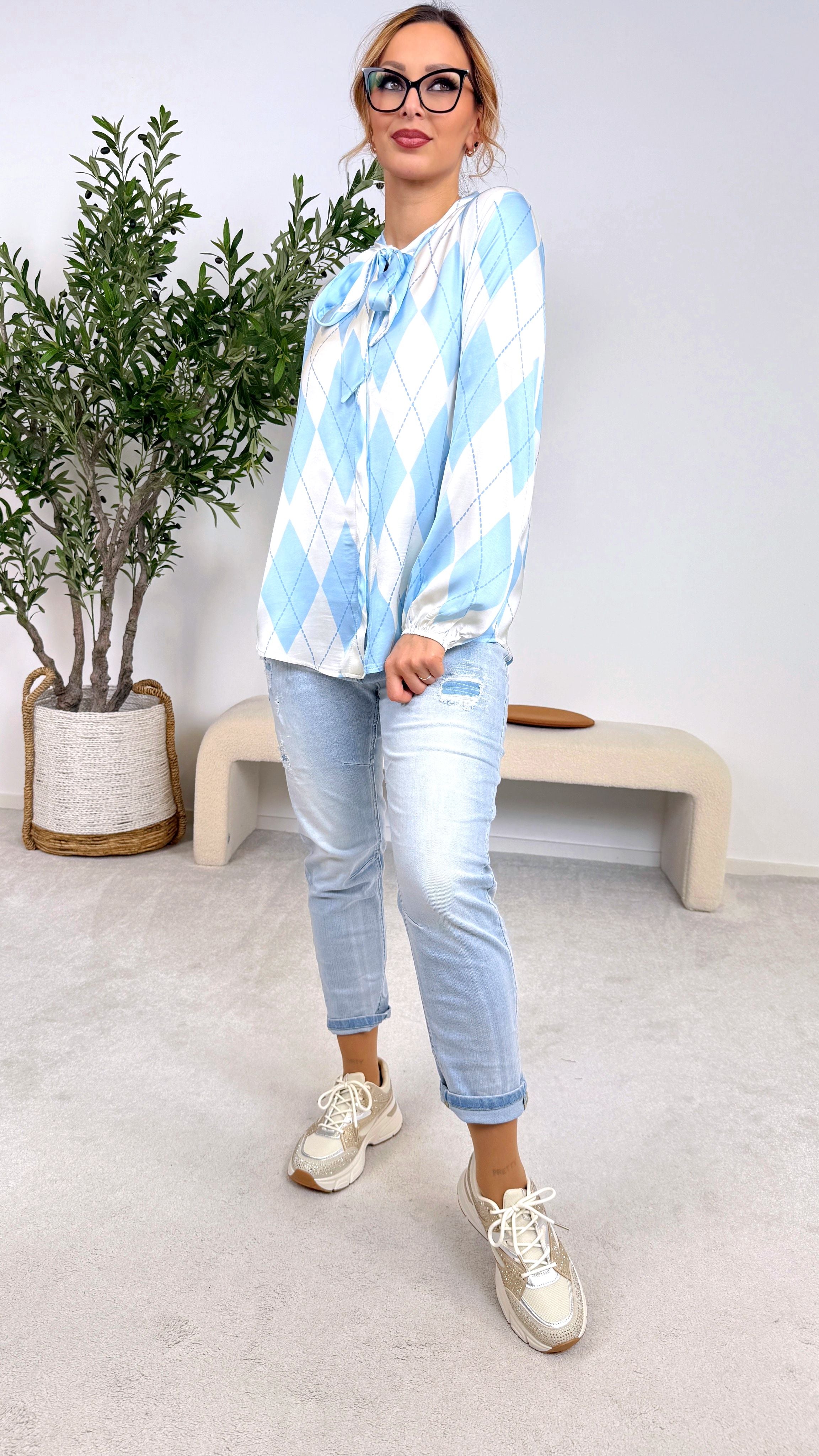 Seidenbluse Spring Flirt *Blau*