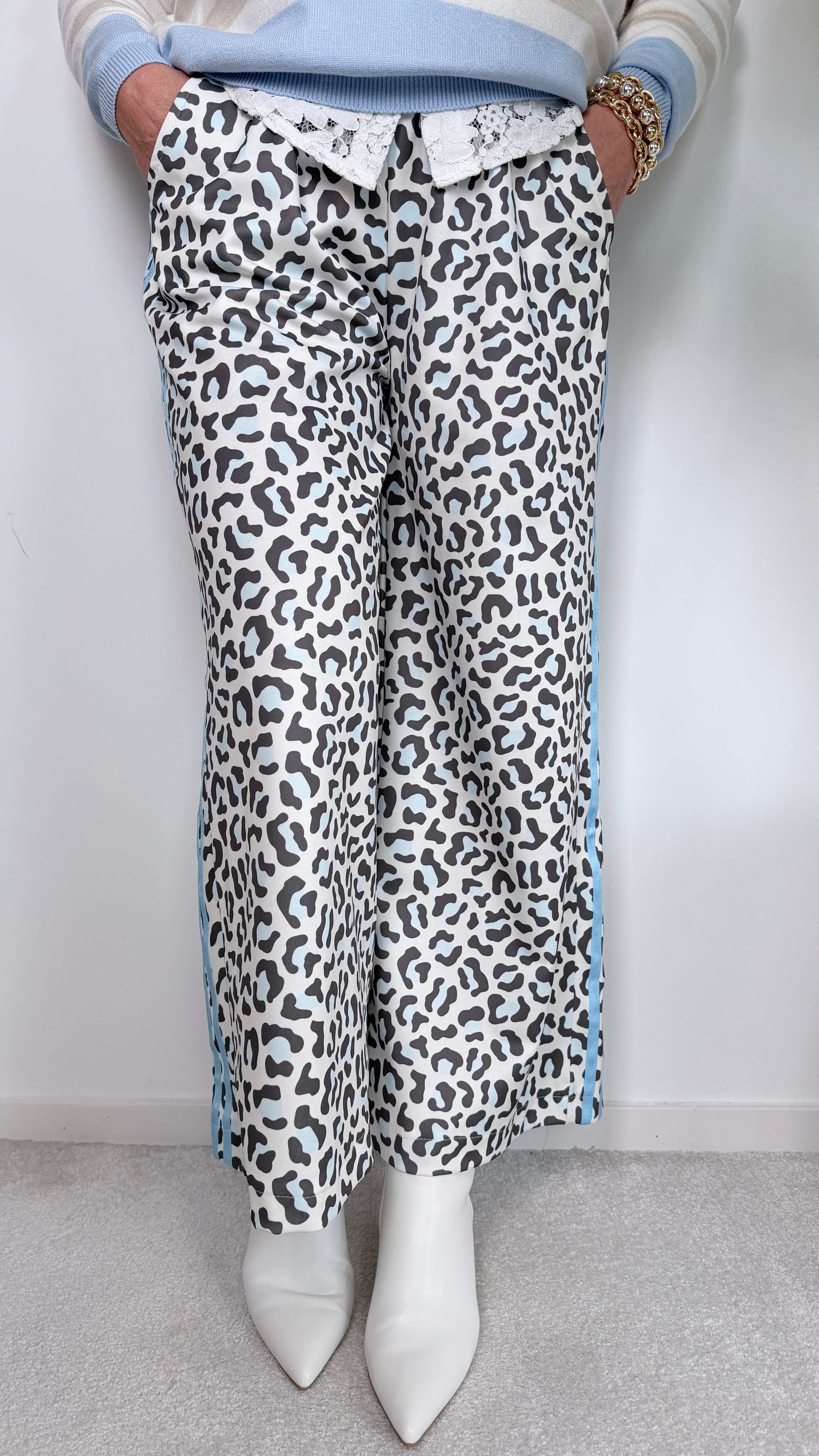 Sweathose Quilted Leopard *Blau*