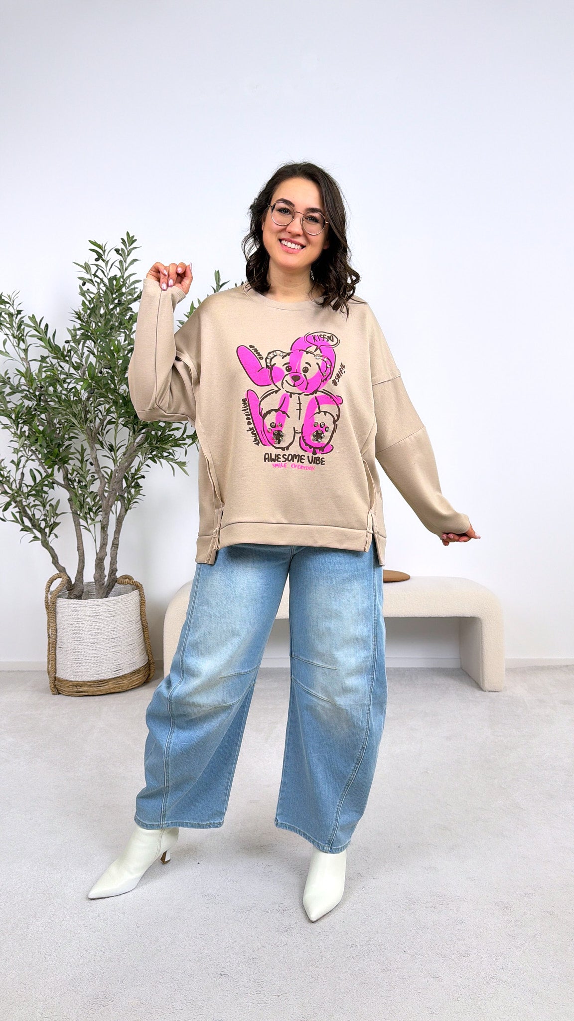 Sweatshirt Bear Kiss *Beige*