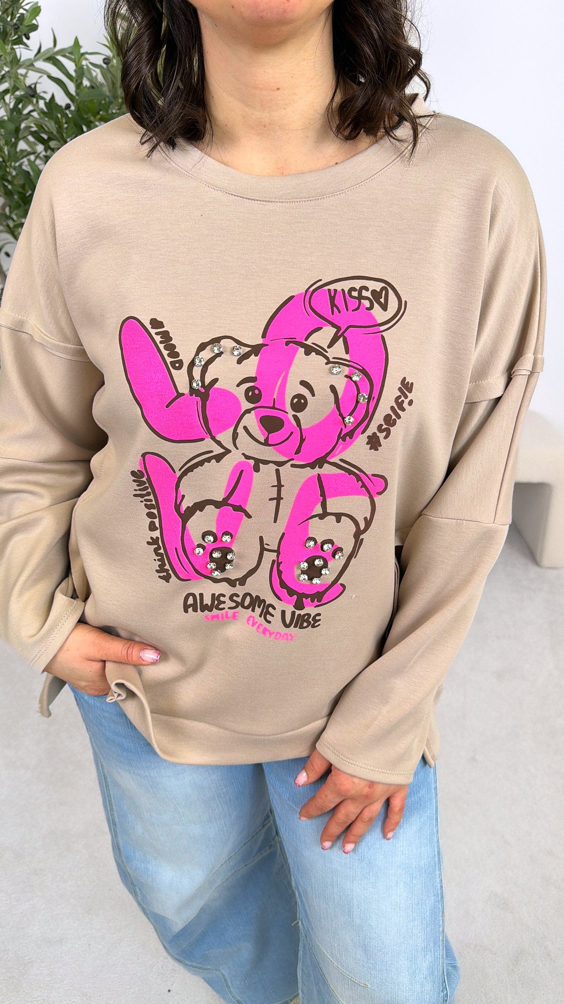Sweatshirt Bear Kiss *Beige*