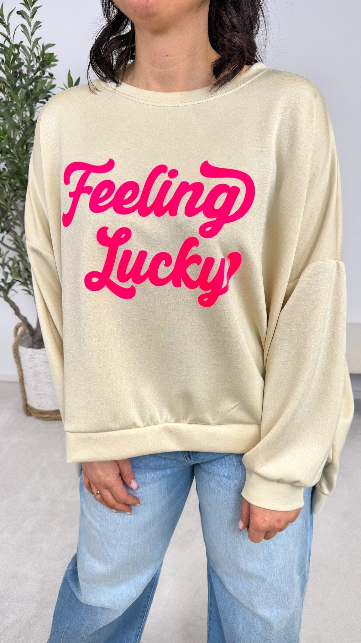 Sweatshirt Feeling Lucky *Beige*