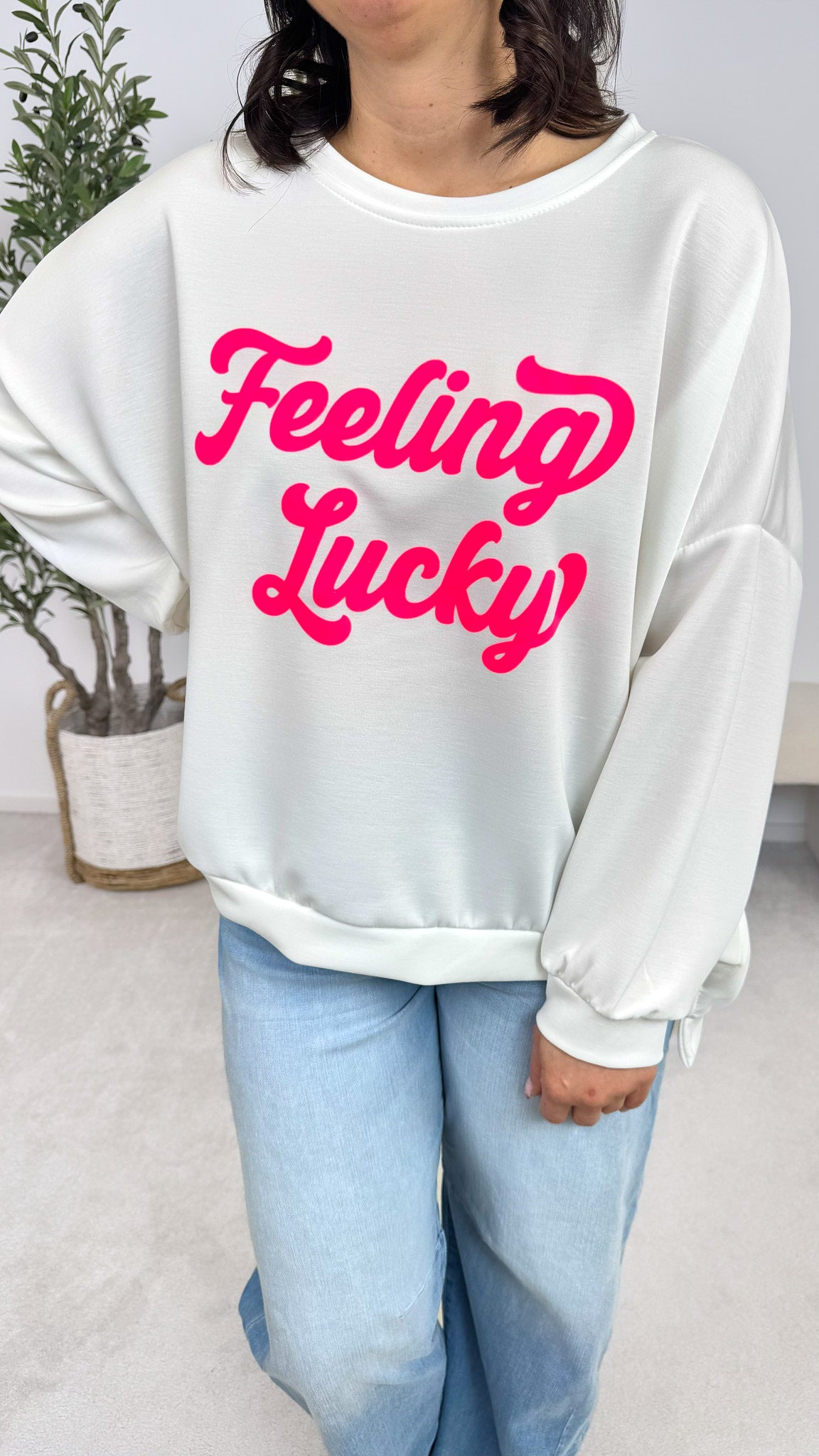 Sweatshirt Feeling Lucky *Weiß*