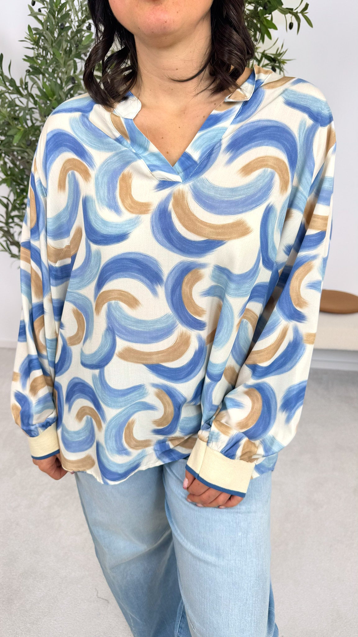 Blusenshirt Brushed Beauty *Blau*