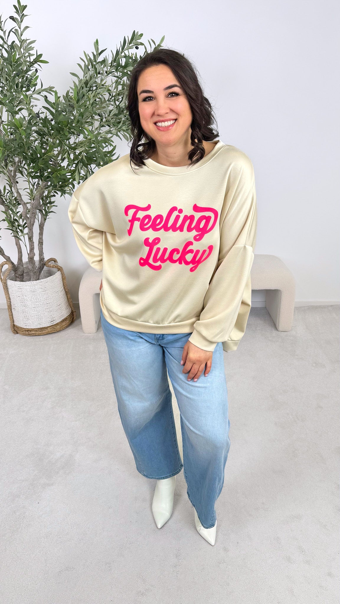Sweatshirt Feeling Lucky *Beige*