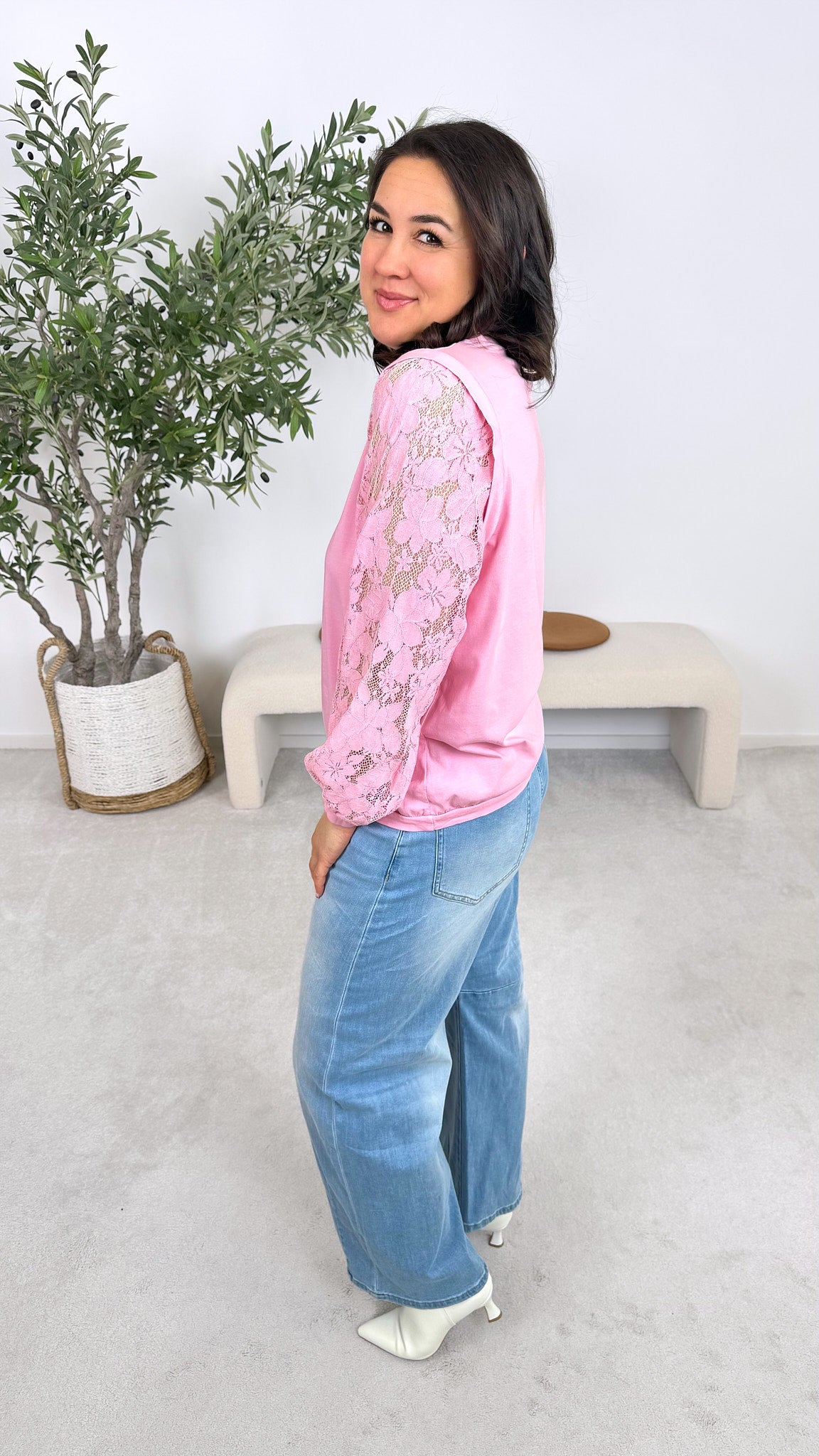 Langarmshirt Delicate Lace *Rosa*