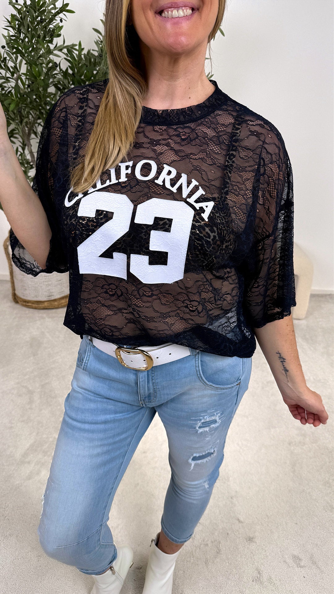 Spitzenshirt Statement Lace *Dunkelblau*