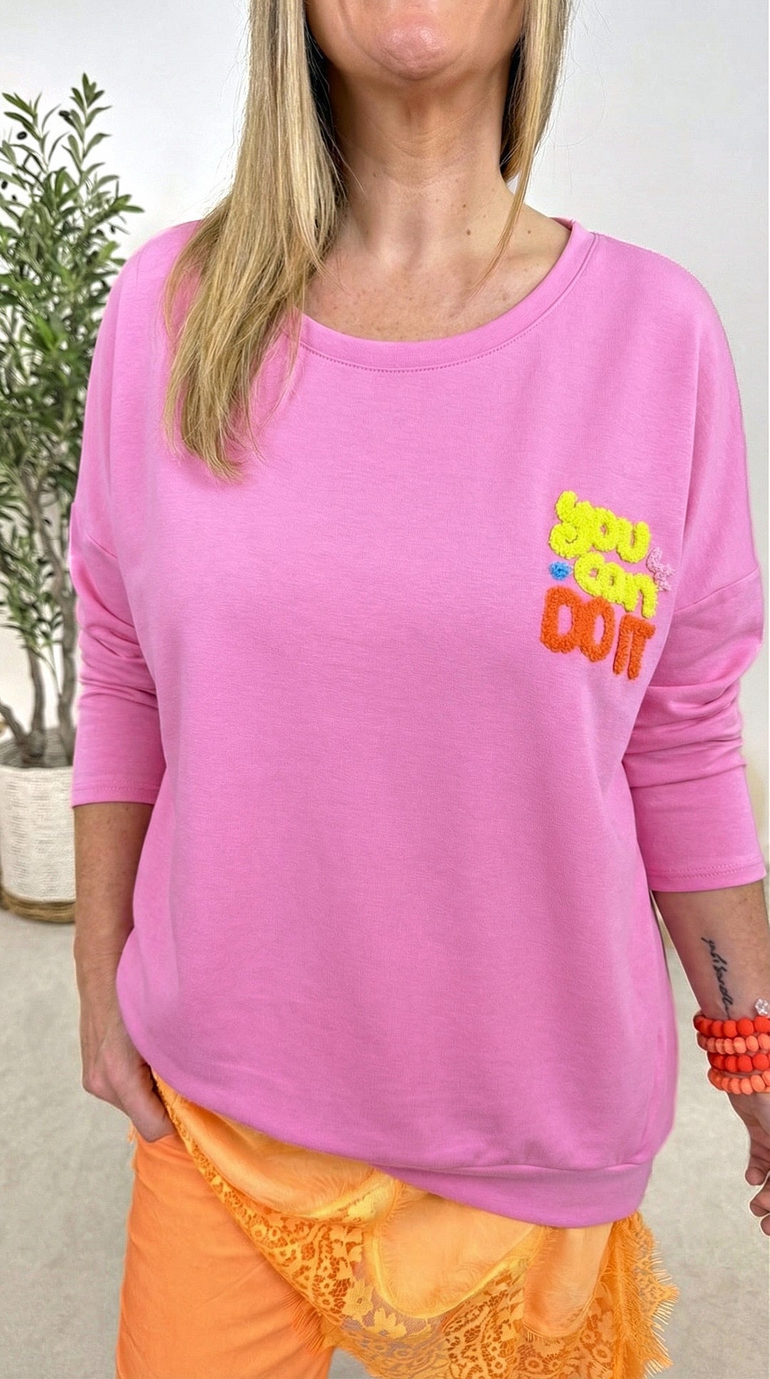 Sweatshirt You Can Do It *Pink*
