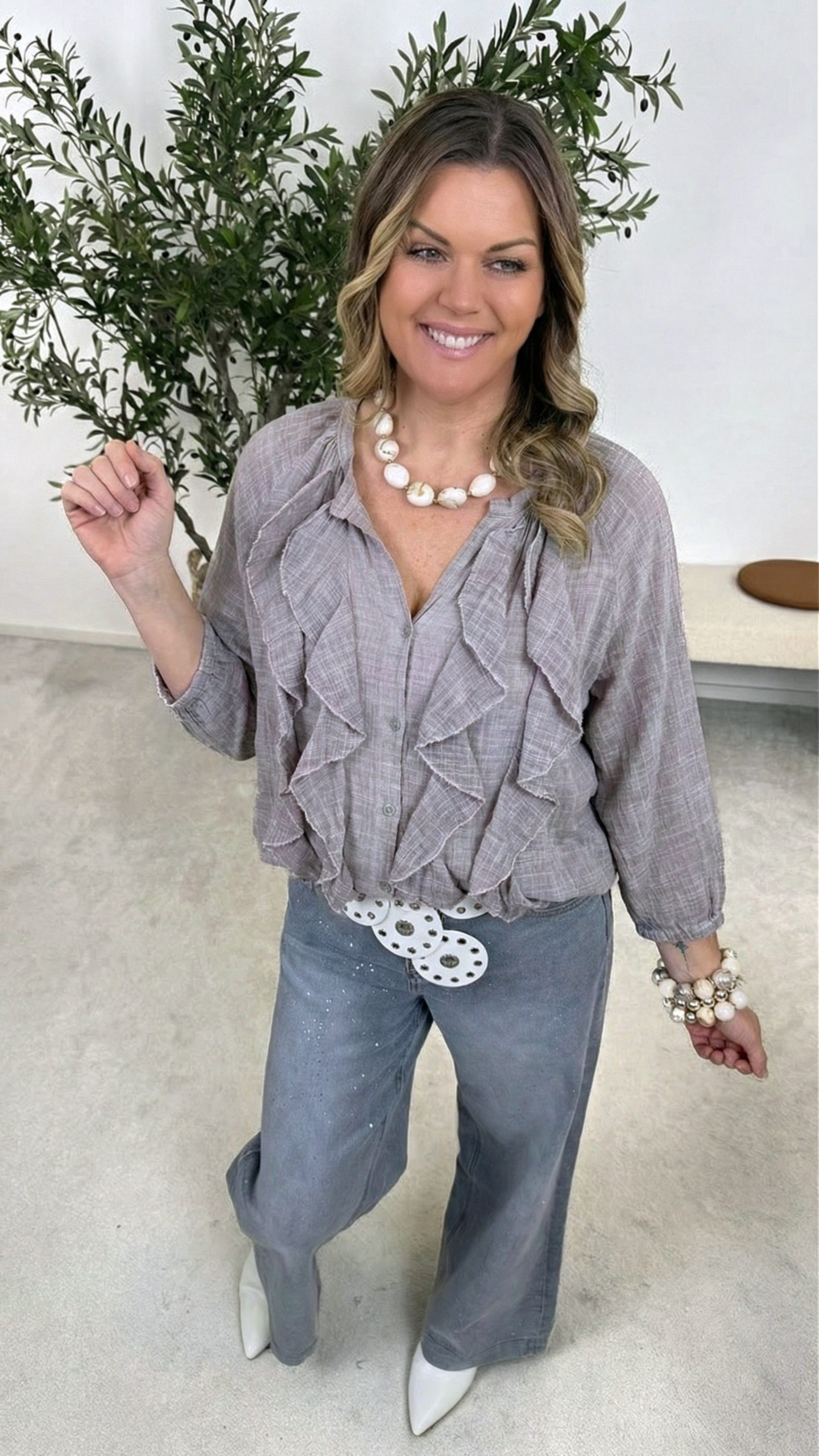 Bluse Ruffle Dream *Taupe*