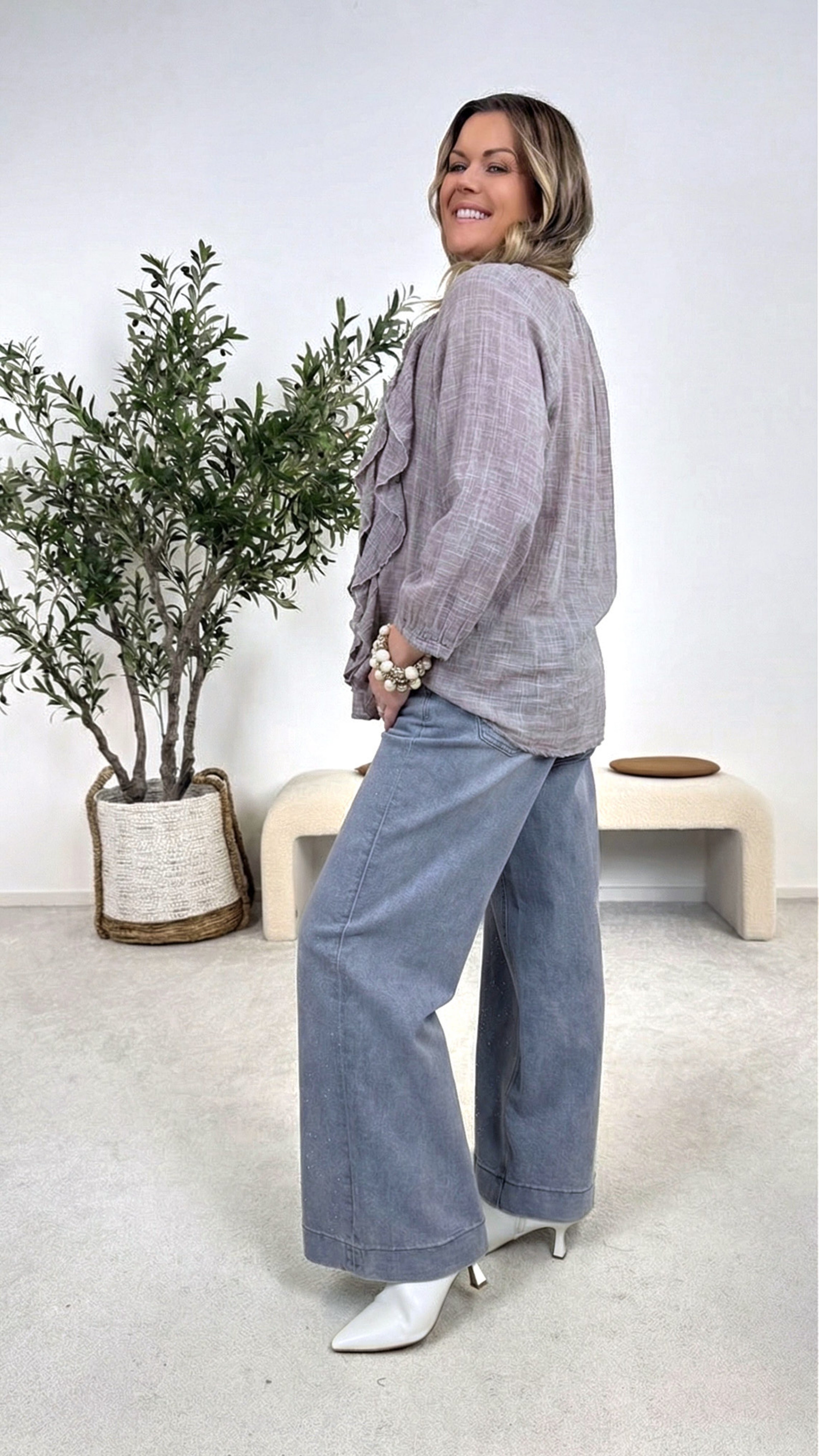 Bluse Ruffle Dream *Taupe*