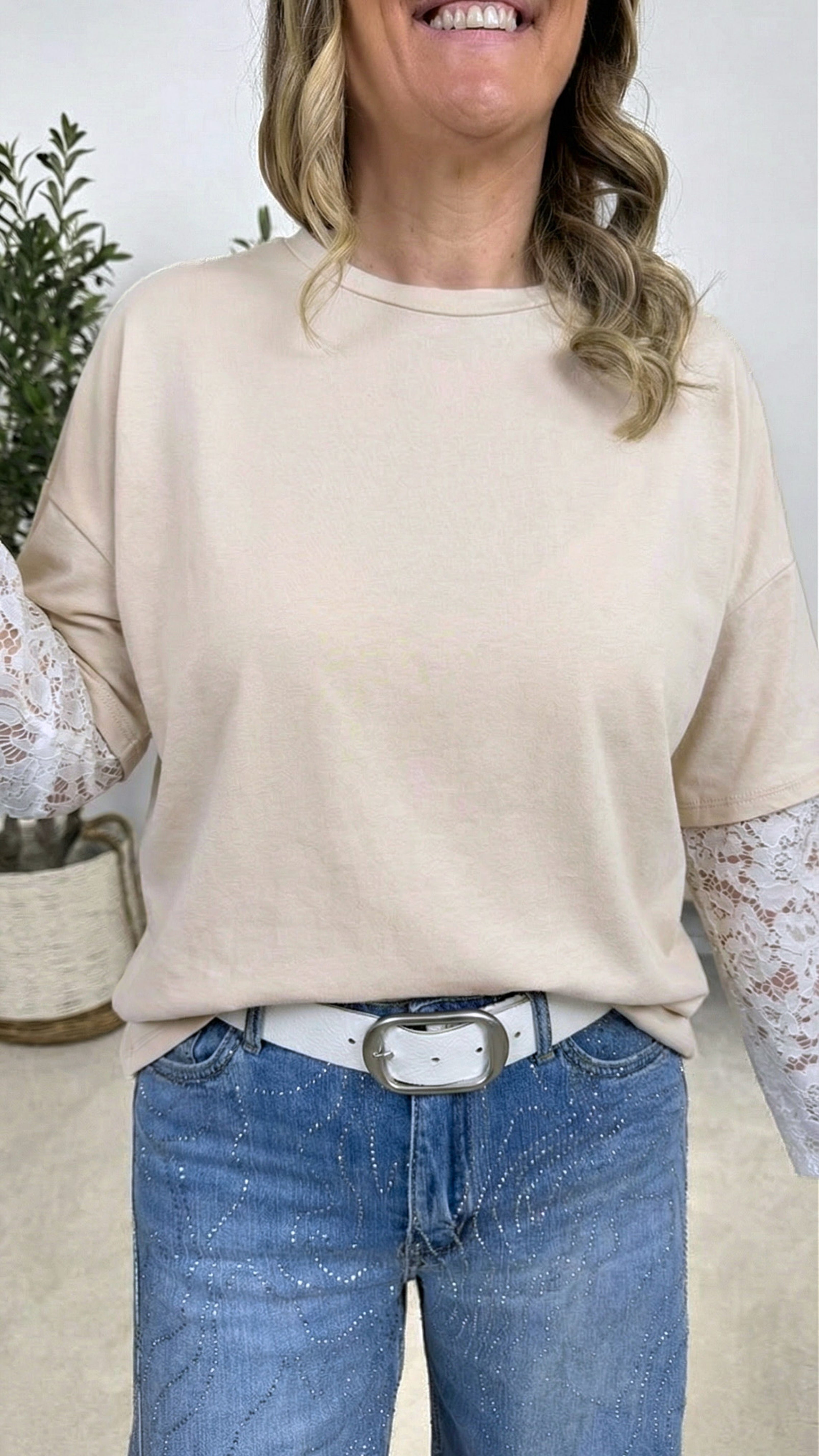 Langarmshirt Daily Blossom *Beige*
