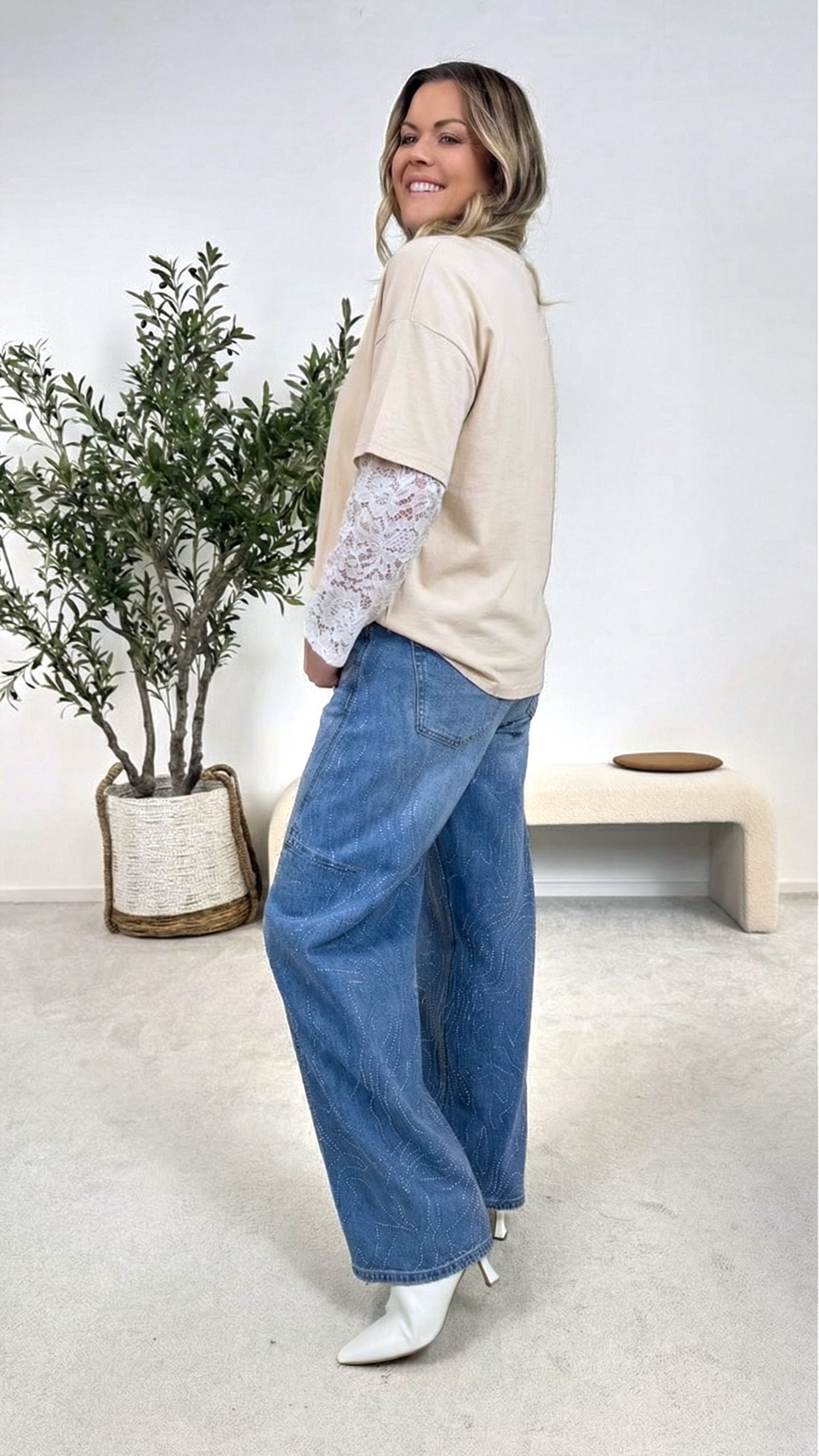 Langarmshirt Daily Blossom *Beige*